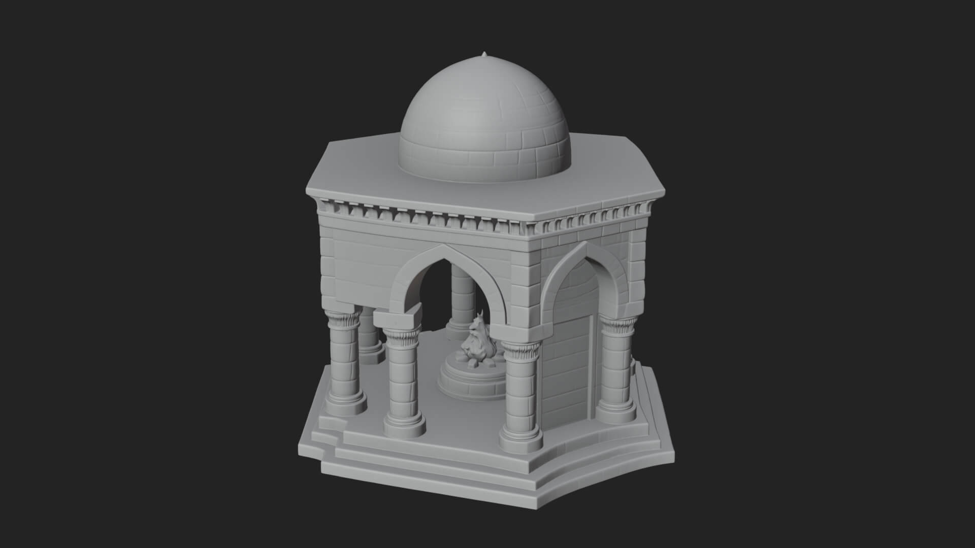 Domed Stone Shrine Model Design 4 3D Print Model 3D Model