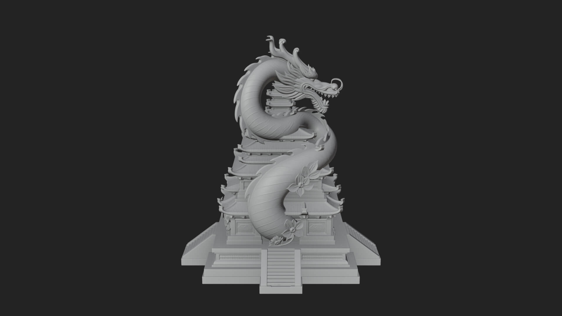 Dragon Coiled Pagoda Tower Design 1 3D Print Model 3D Model