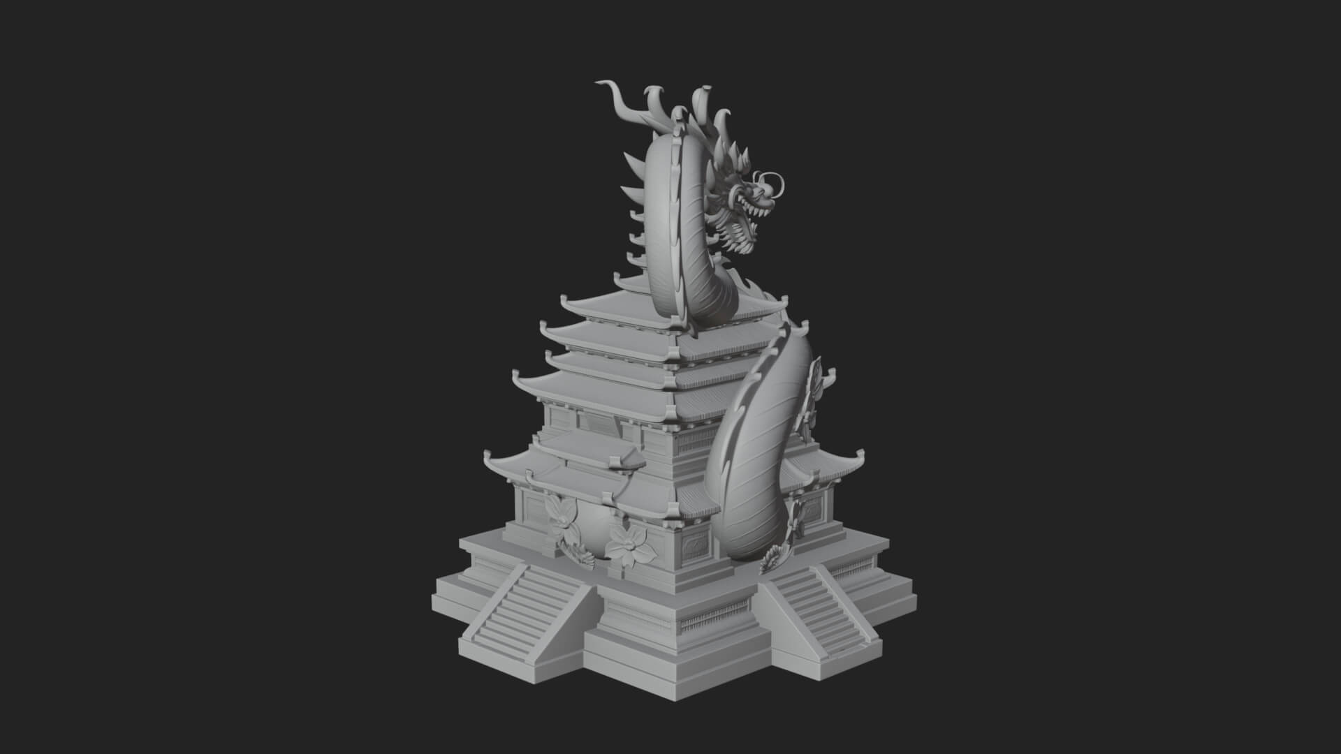 Dragon Coiled Pagoda Tower Design 1 3D Print Model 3D Model