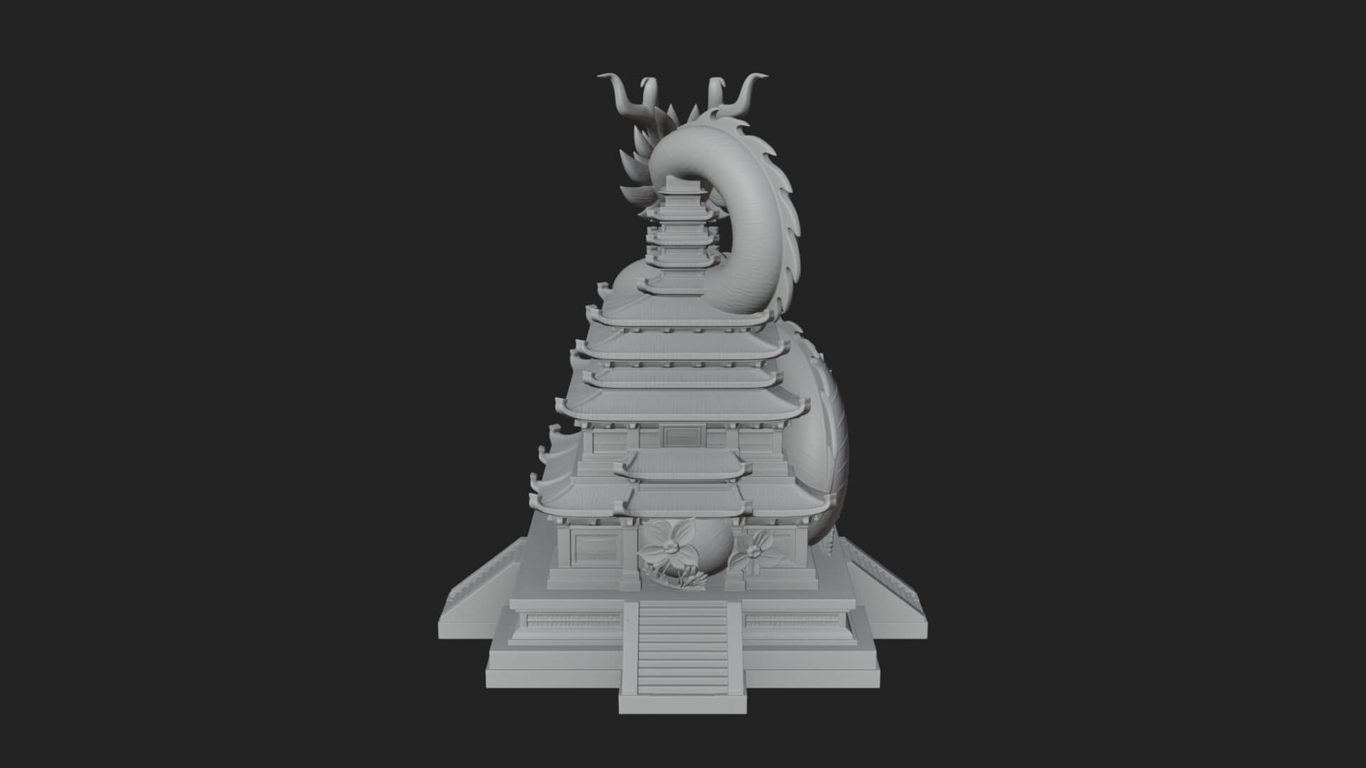 Dragon Coiled Pagoda Tower Design 1 3D Print Model 3D Model