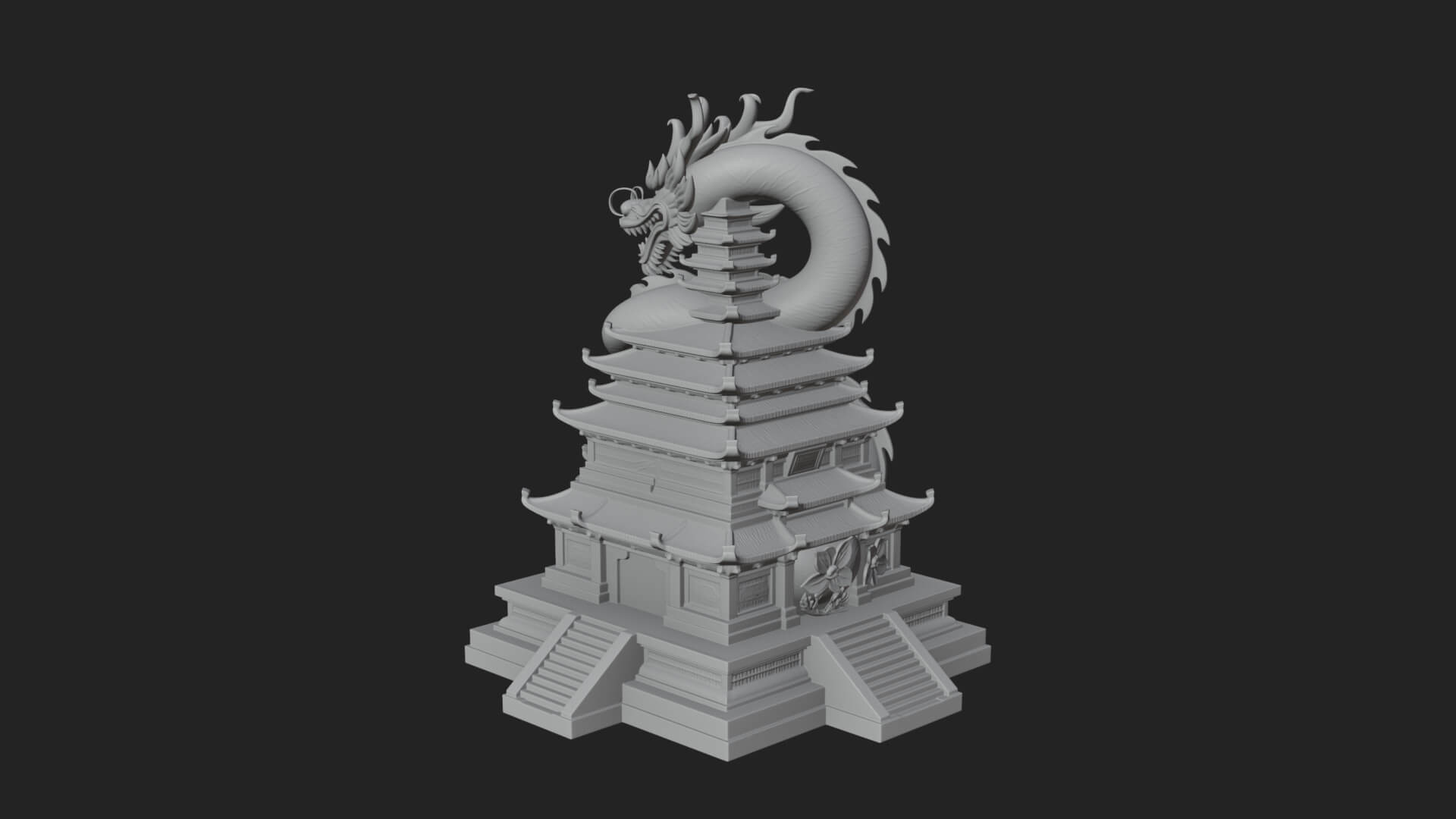 Dragon Coiled Pagoda Tower Design 1 3D Print Model 3D Model