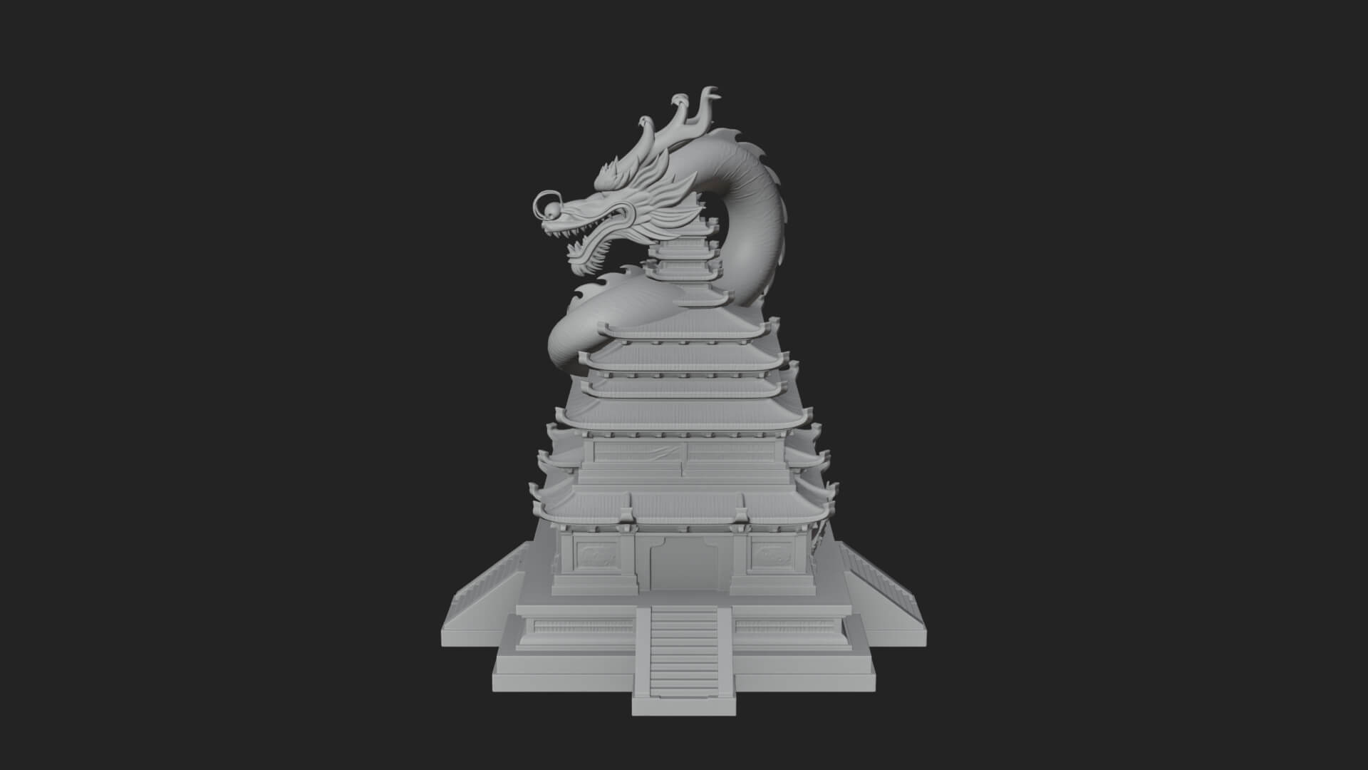 Dragon Coiled Pagoda Tower Design 1 3D Print Model 3D Model