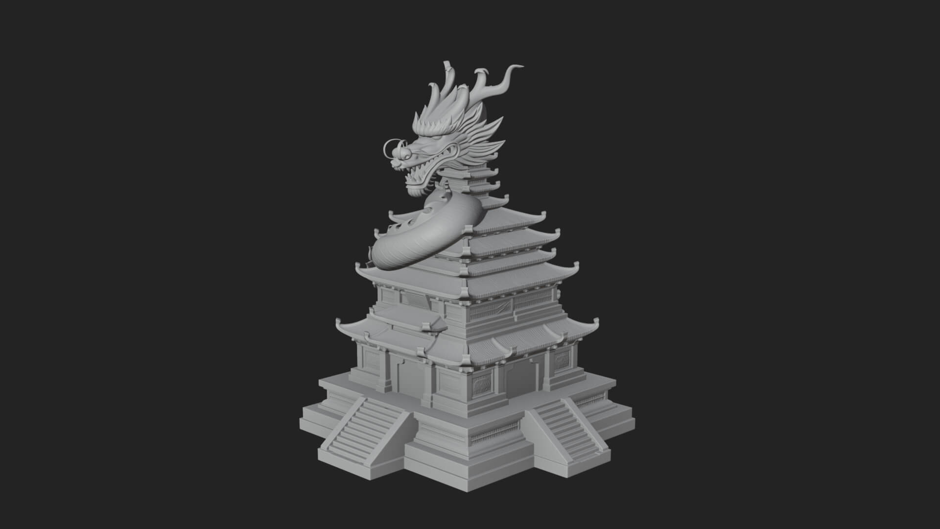Dragon Coiled Pagoda Tower Design 1 3D Print Model 3D Model