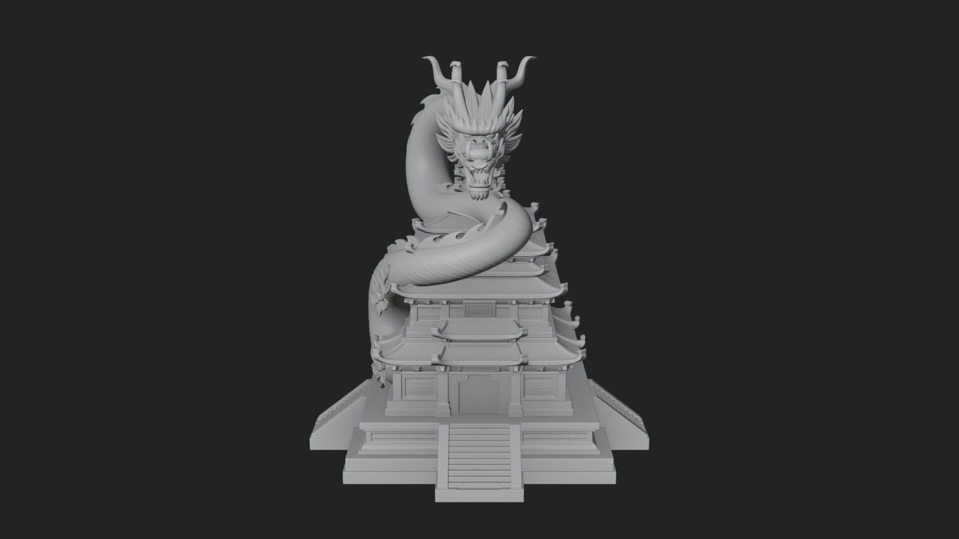 Dragon Coiled Pagoda Tower Design 1 3D Print Model 3D Model