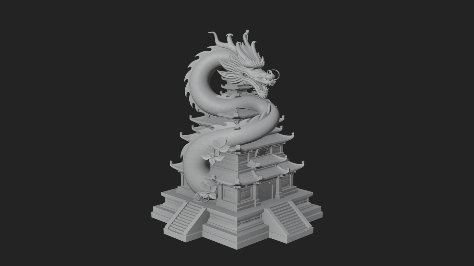 Dragon Coiled Pagoda Tower Design 1 3D Print Model 3D Model