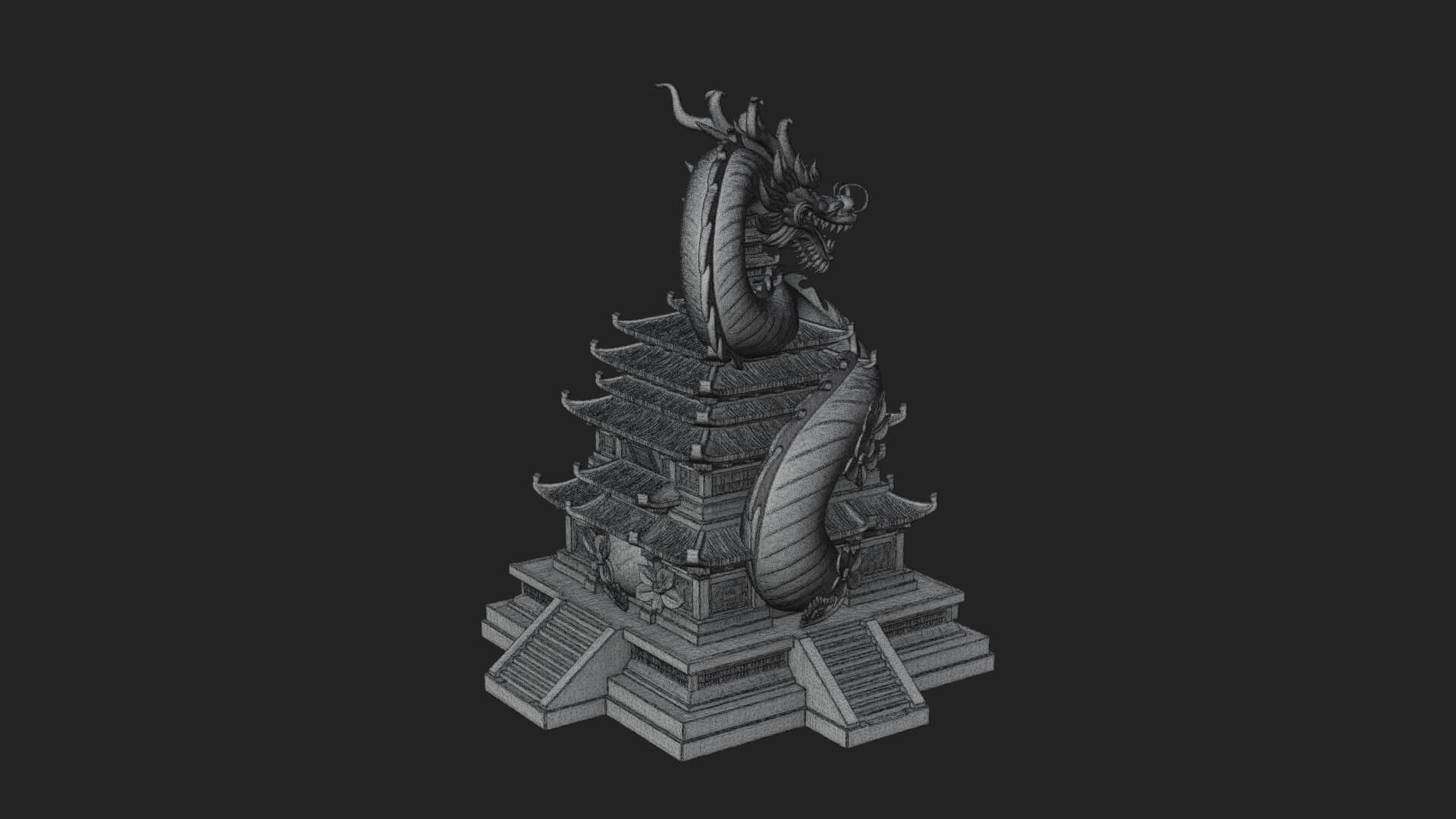 Dragon Coiled Pagoda Tower Design 1 3D Print Model 3D Model