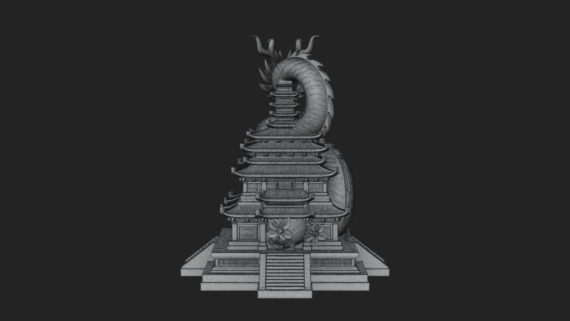 Dragon Coiled Pagoda Tower Design 1 3D Print Model 3D Model