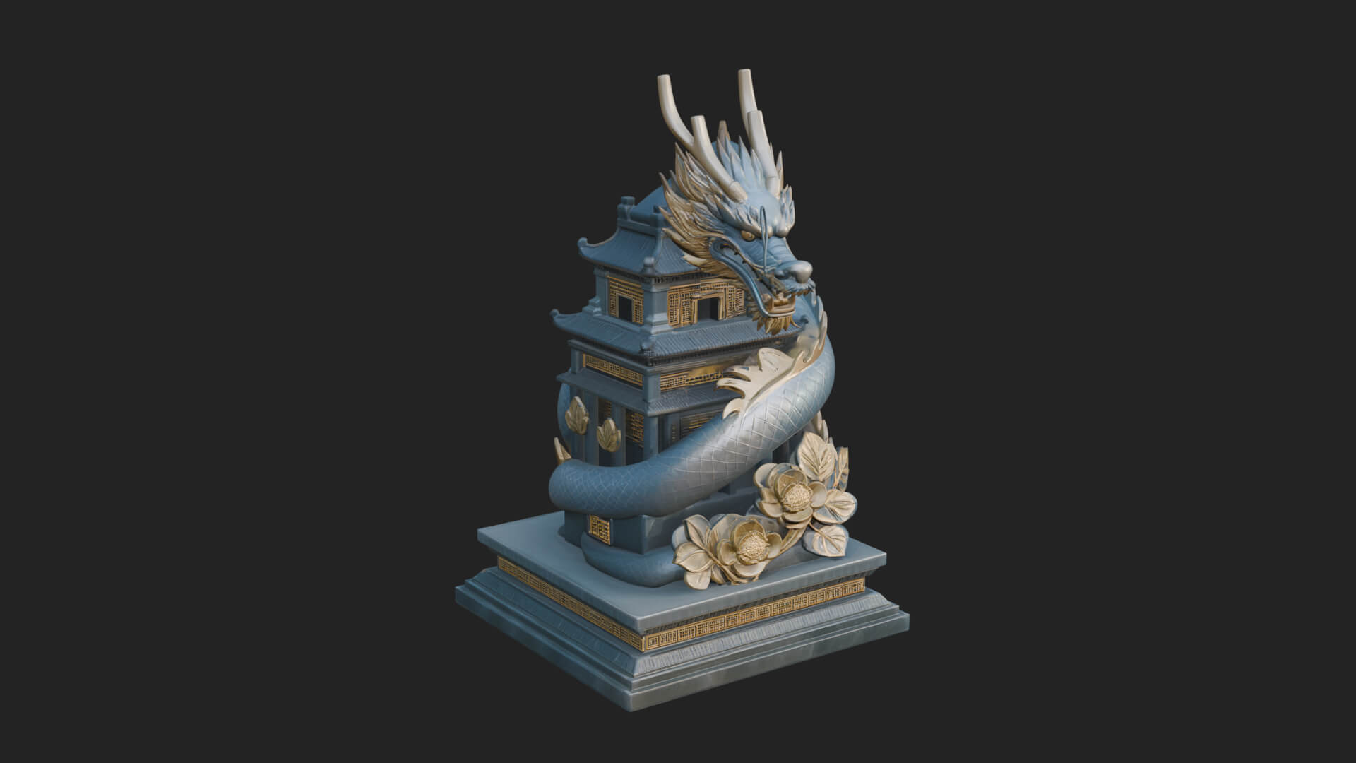 Dragon Coiled Pagoda Tower Design 2 3D Print Model 3D Model
