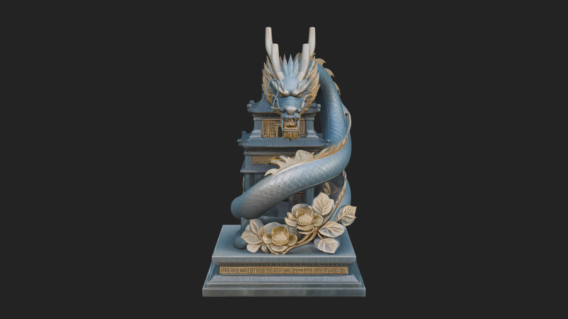Dragon Coiled Pagoda Tower Design 2 3D Print Model 3D Model