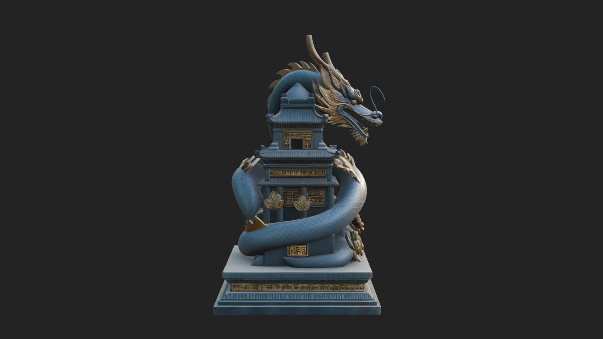 Dragon Coiled Pagoda Tower Design 2 3D Print Model 3D Model