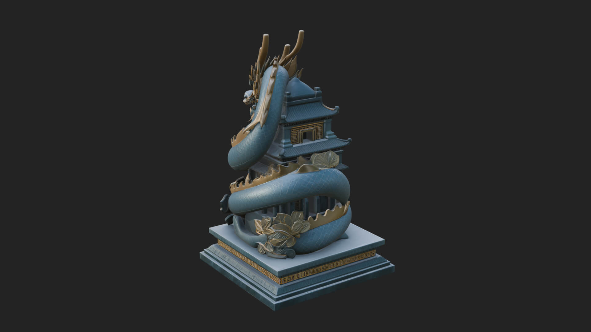 Dragon Coiled Pagoda Tower Design 2 3D Print Model 3D Model