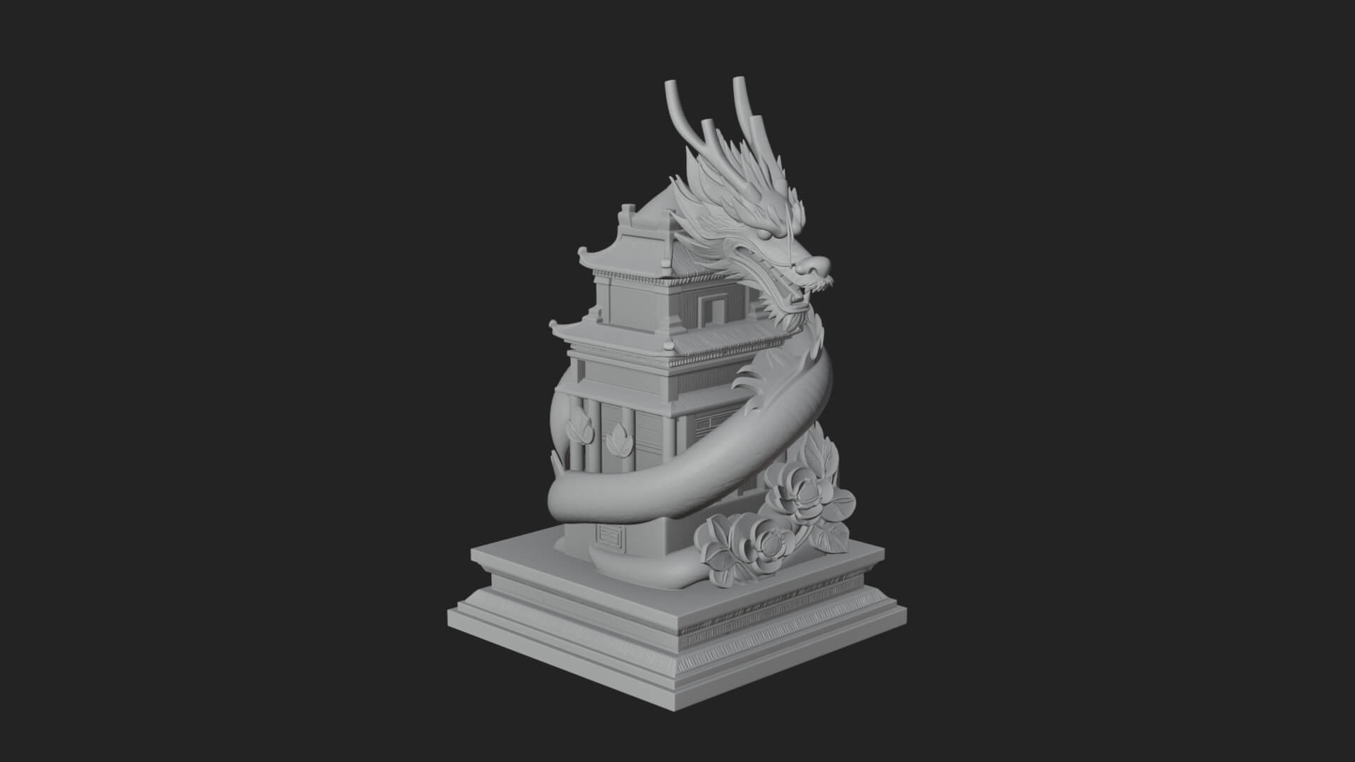 Dragon Coiled Pagoda Tower Design 2 3D Print Model 3D Model