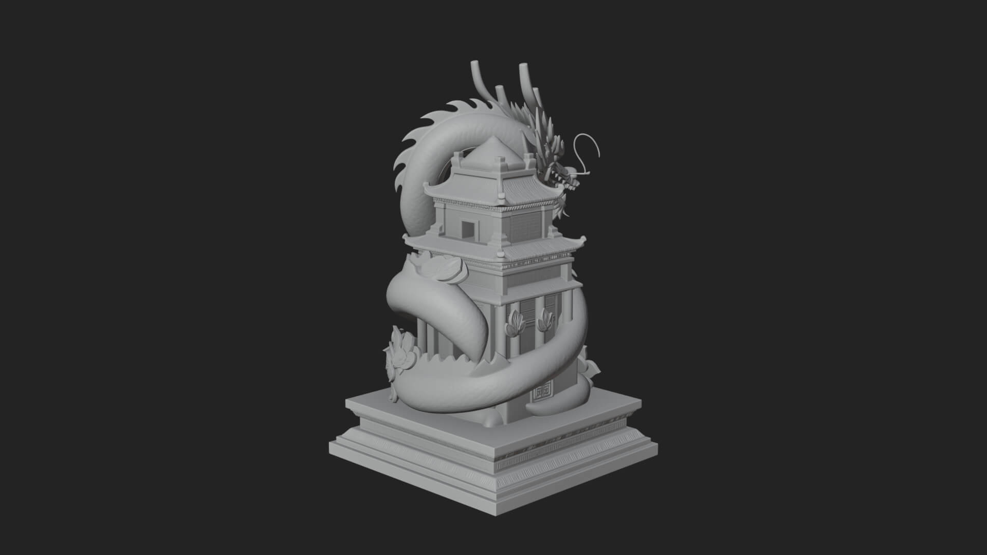 Dragon Coiled Pagoda Tower Design 2 3D Print Model 3D Model