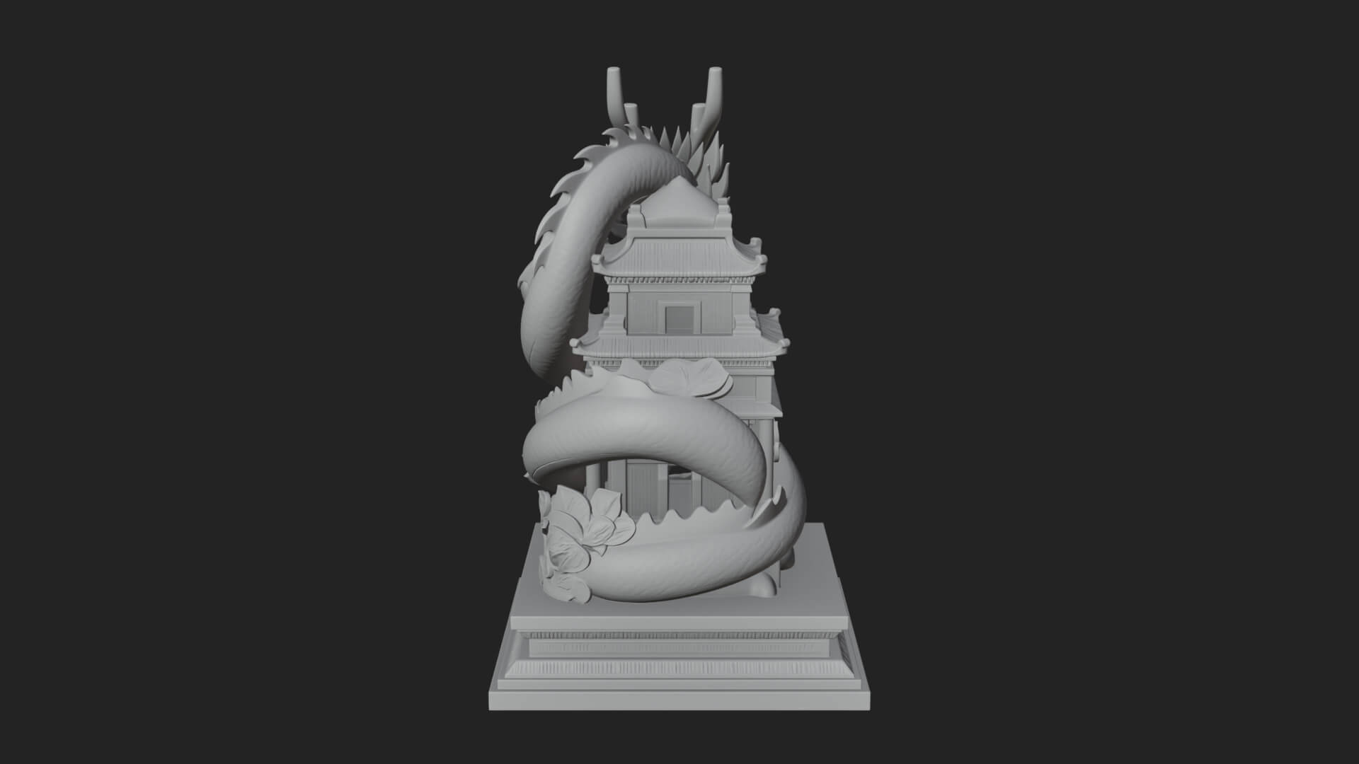 Dragon Coiled Pagoda Tower Design 2 3D Print Model 3D Model