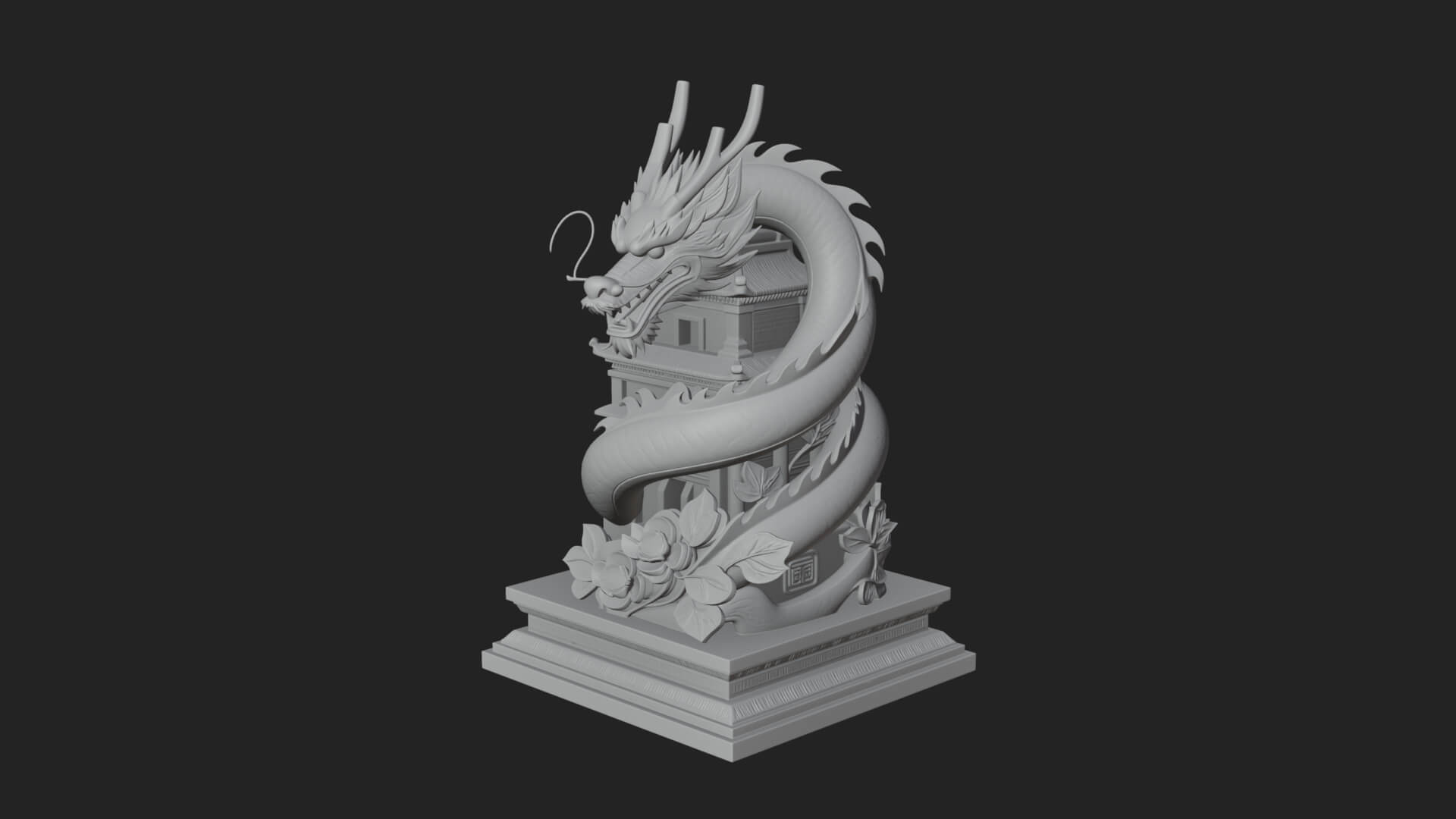 Dragon Coiled Pagoda Tower Design 2 3D Print Model 3D Model