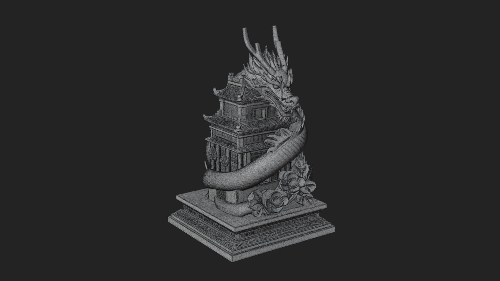 Dragon Coiled Pagoda Tower Design 2 3D Print Model 3D Model