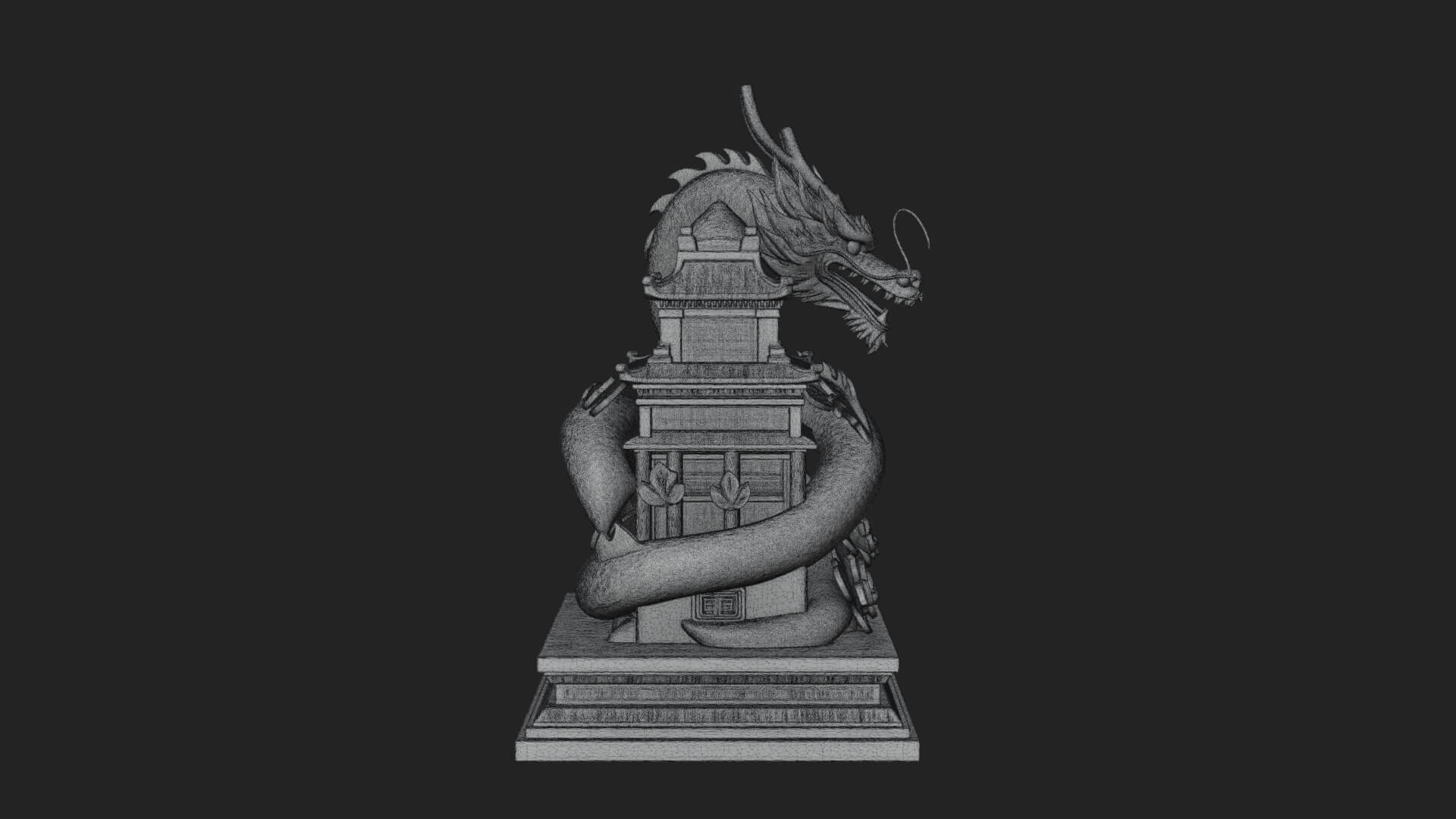 Dragon Coiled Pagoda Tower Design 2 3D Print Model 3D Model