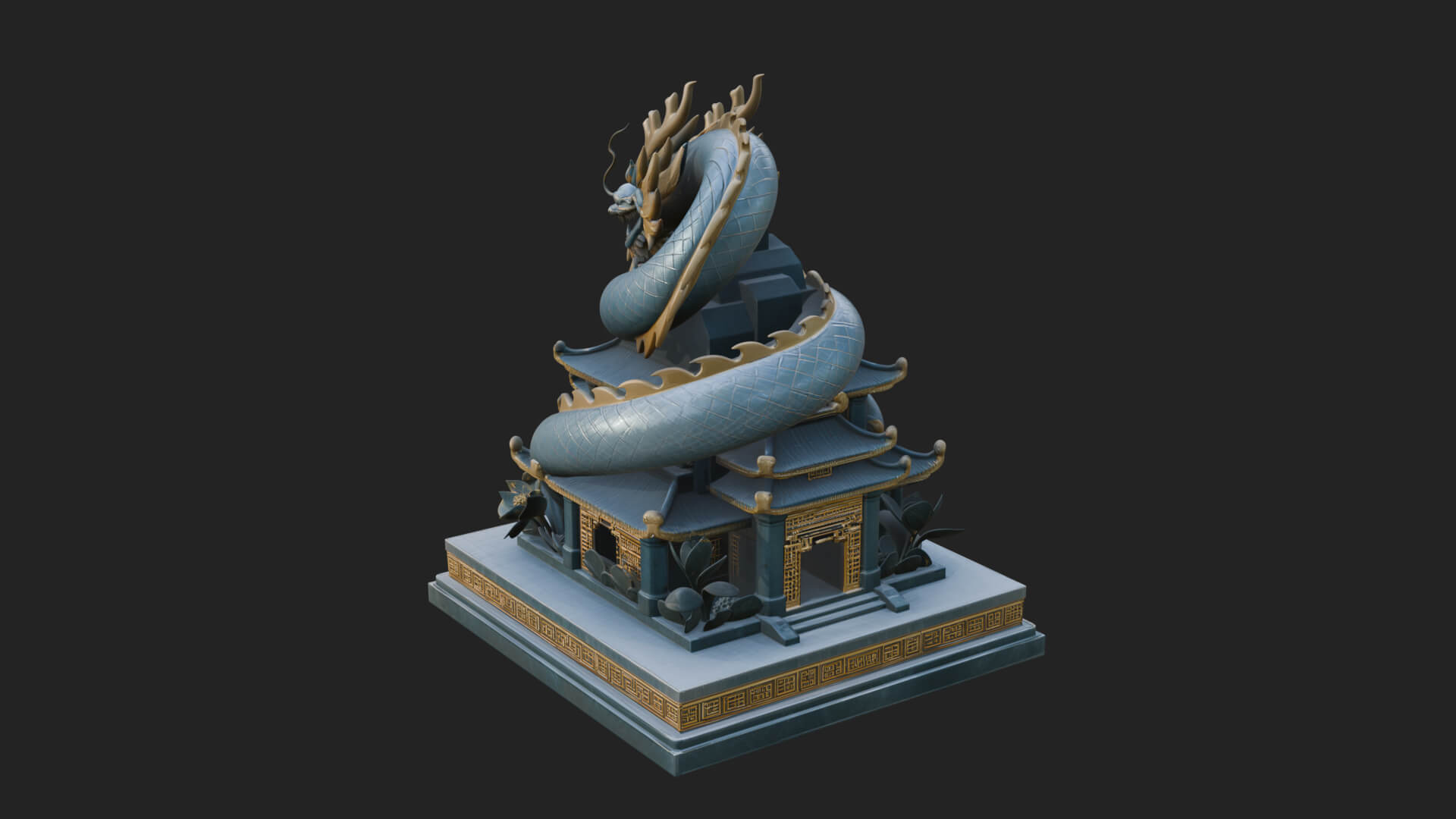 Dragon Coiled Pagoda Tower Design 3 3D Print Model 3D Model