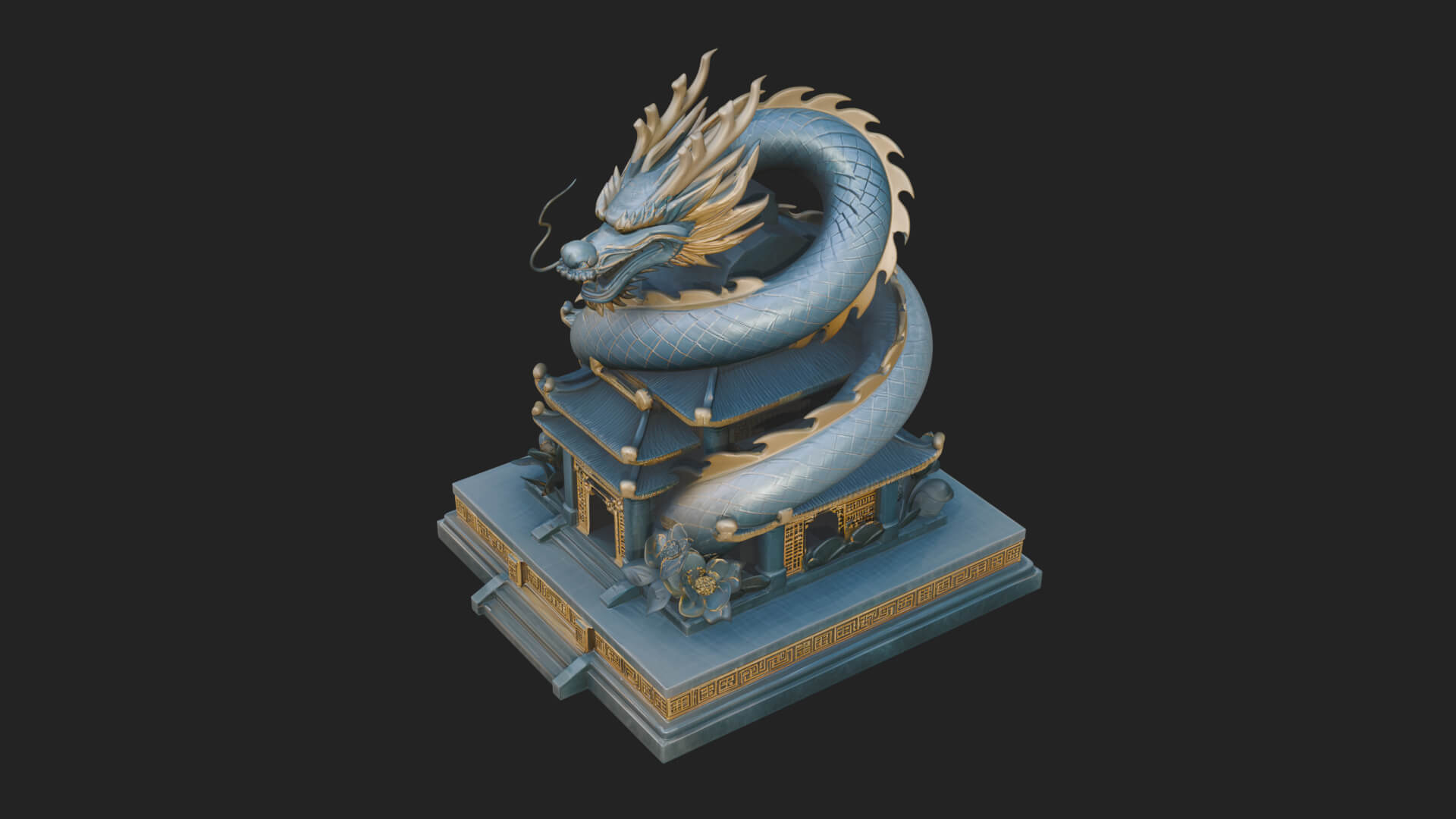 Dragon Coiled Pagoda Tower Design 3 3D Print Model 3D Model