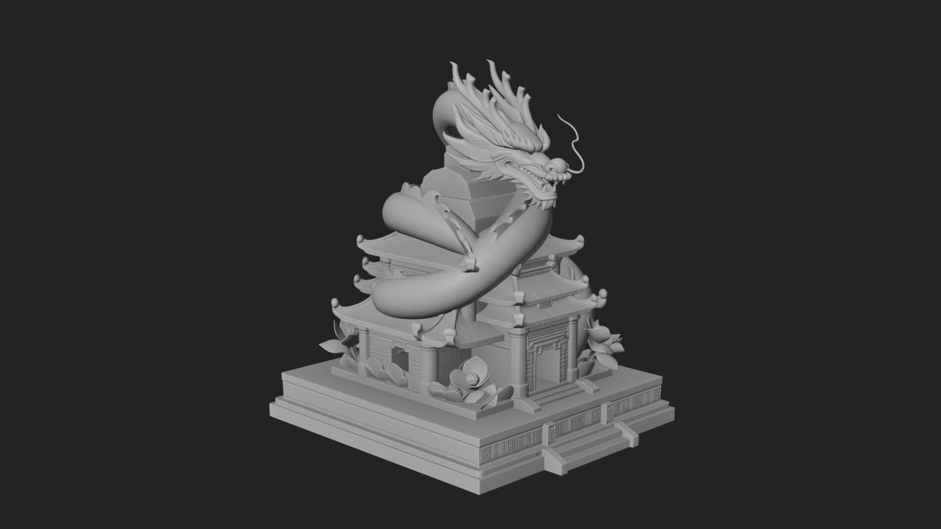 Dragon Coiled Pagoda Tower Design 3 3D Print Model 3D Model