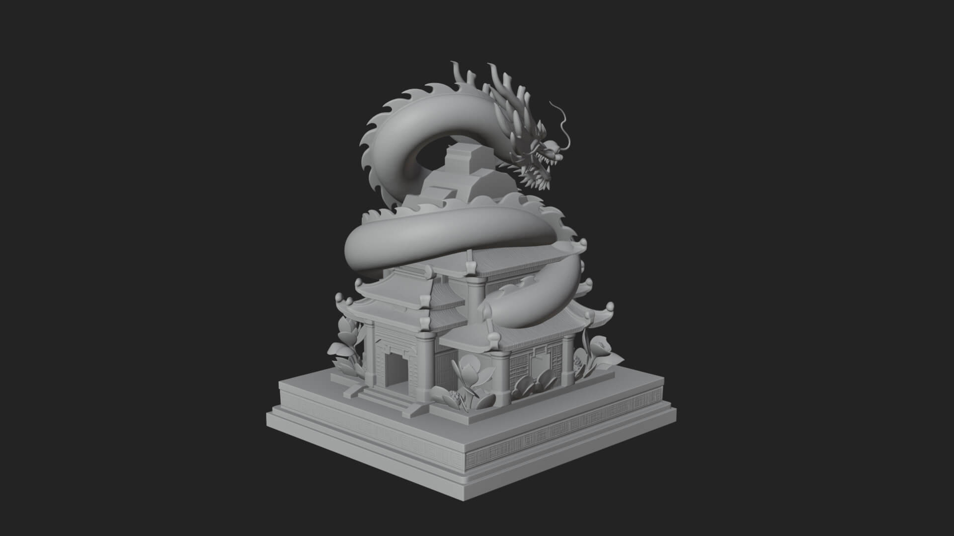 Dragon Coiled Pagoda Tower Design 3 3D Print Model 3D Model