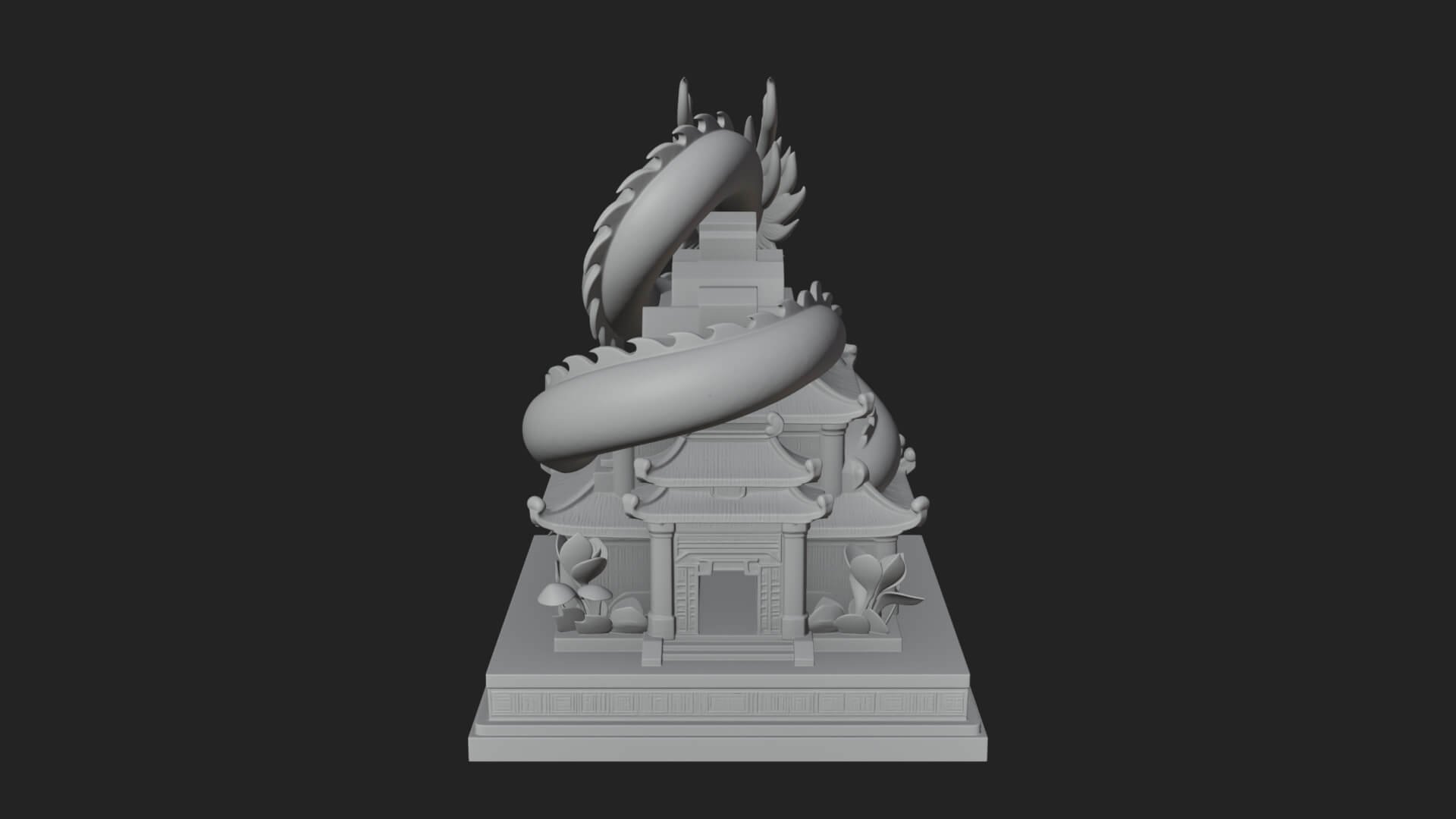 Dragon Coiled Pagoda Tower Design 3 3D Print Model 3D Model