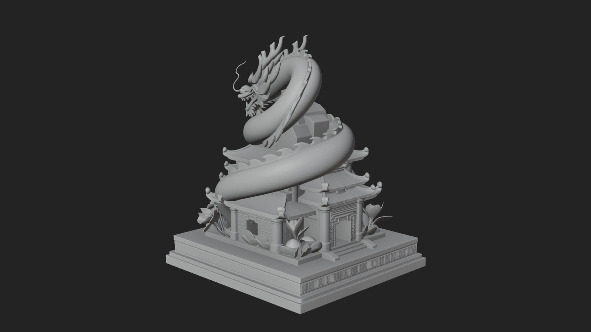 Dragon Coiled Pagoda Tower Design 3 3D Print Model 3D Model