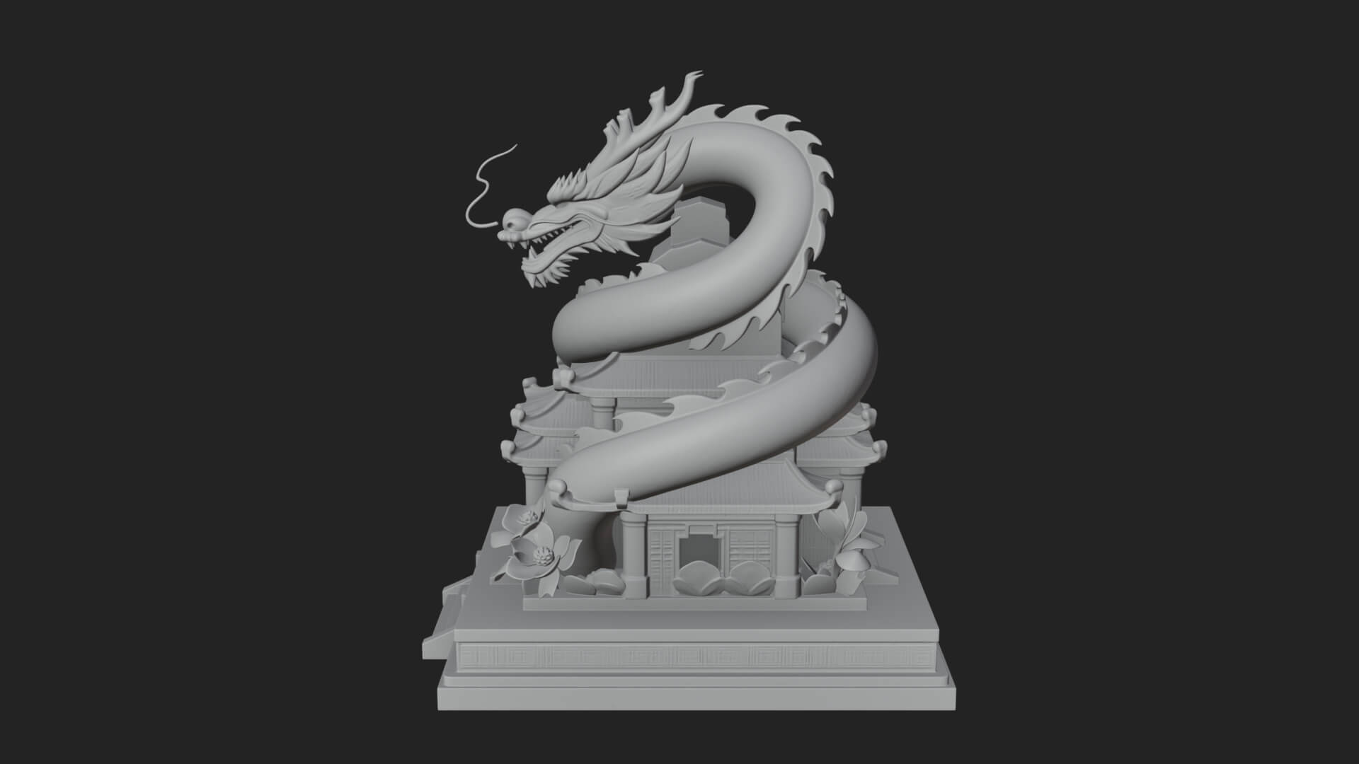 Dragon Coiled Pagoda Tower Design 3 3D Print Model 3D Model