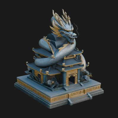 Dragon Coiled Pagoda Tower Design 3 3D Print Model