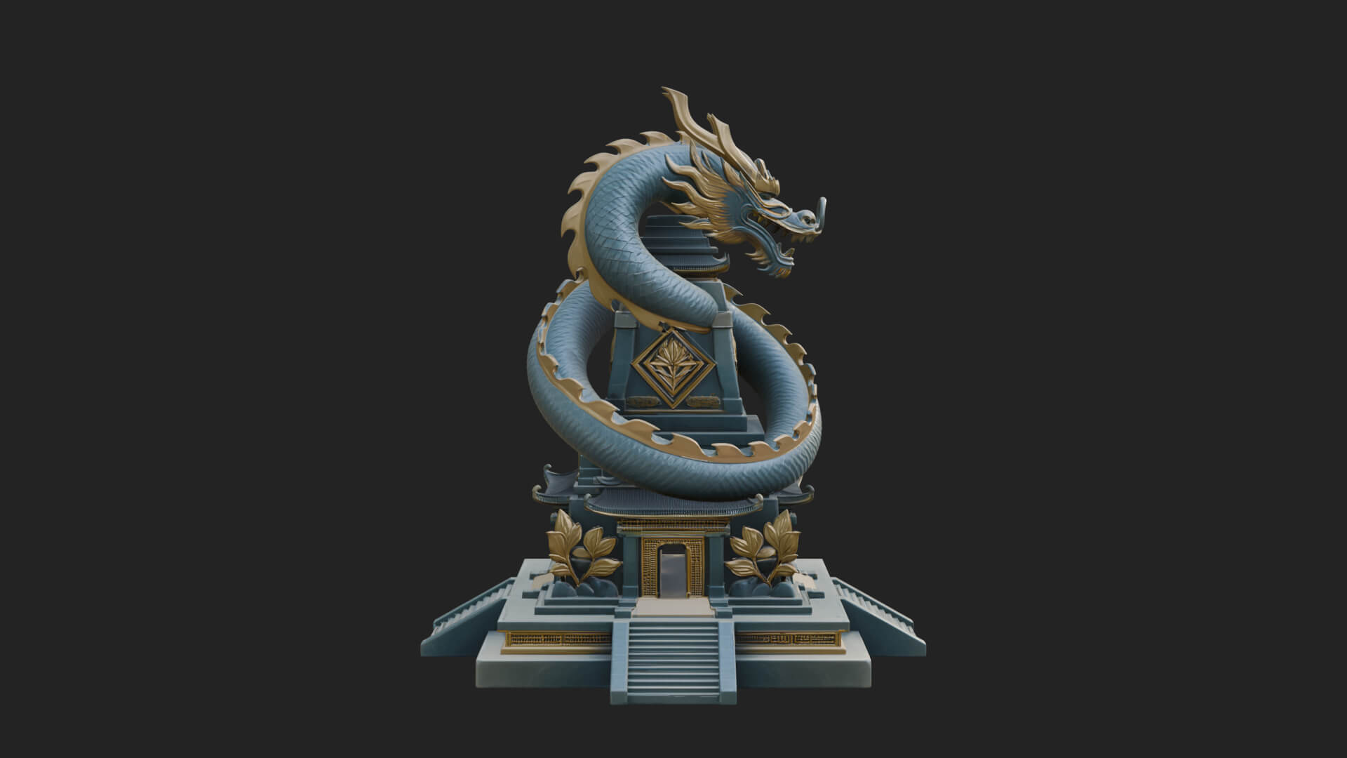 Dragon Coiled Pagoda Tower Design 4 3D Print Model 3D Model