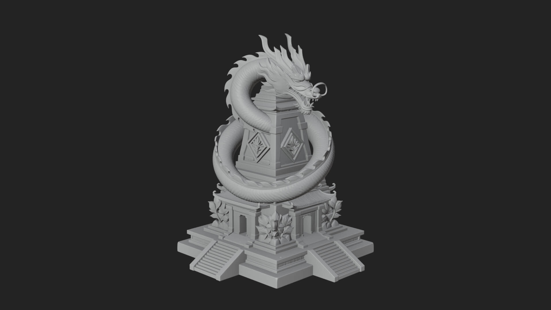 Dragon Coiled Pagoda Tower Design 4 3D Print Model 3D Model