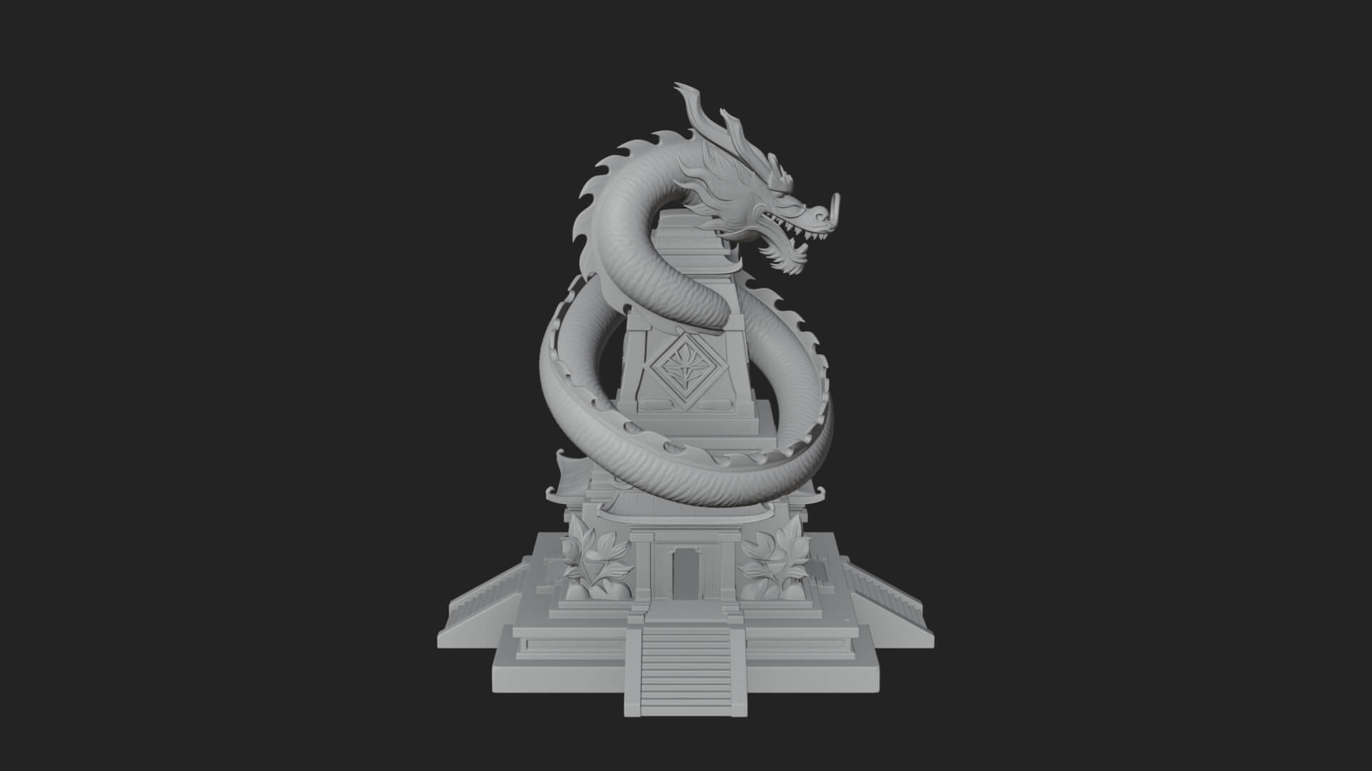 Dragon Coiled Pagoda Tower Design 4 3D Print Model 3D Model