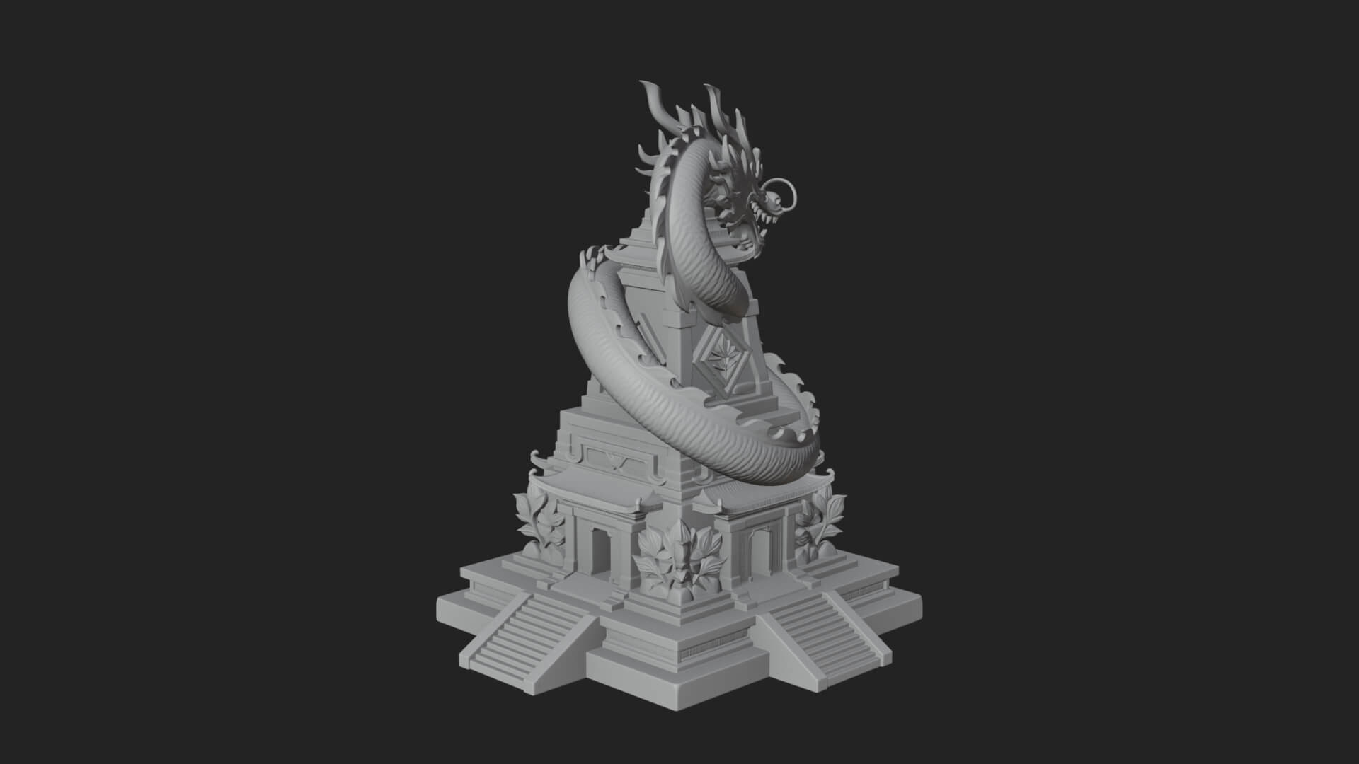 Dragon Coiled Pagoda Tower Design 4 3D Print Model 3D Model