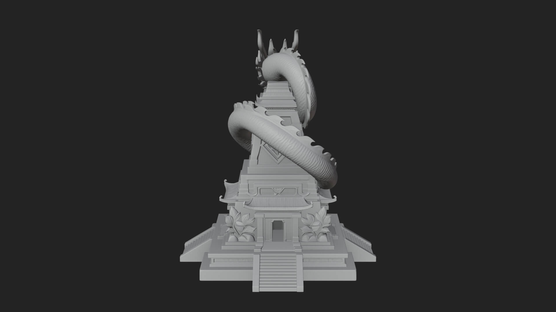 Dragon Coiled Pagoda Tower Design 4 3D Print Model 3D Model