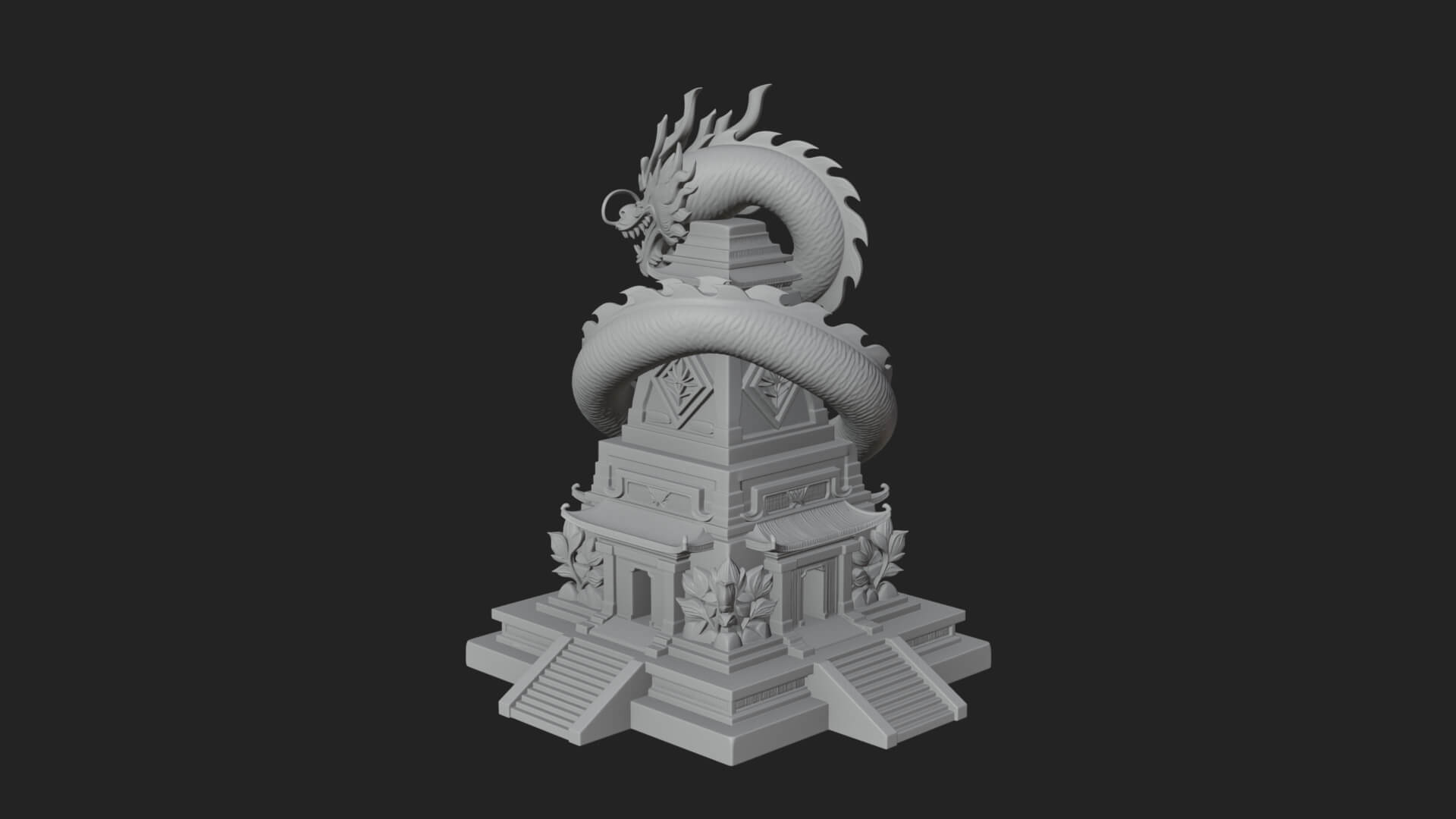 Dragon Coiled Pagoda Tower Design 4 3D Print Model 3D Model