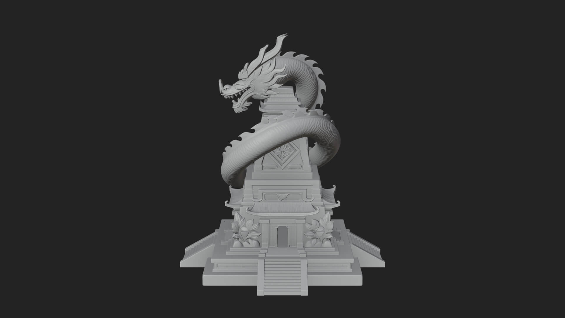 Dragon Coiled Pagoda Tower Design 4 3D Print Model 3D Model
