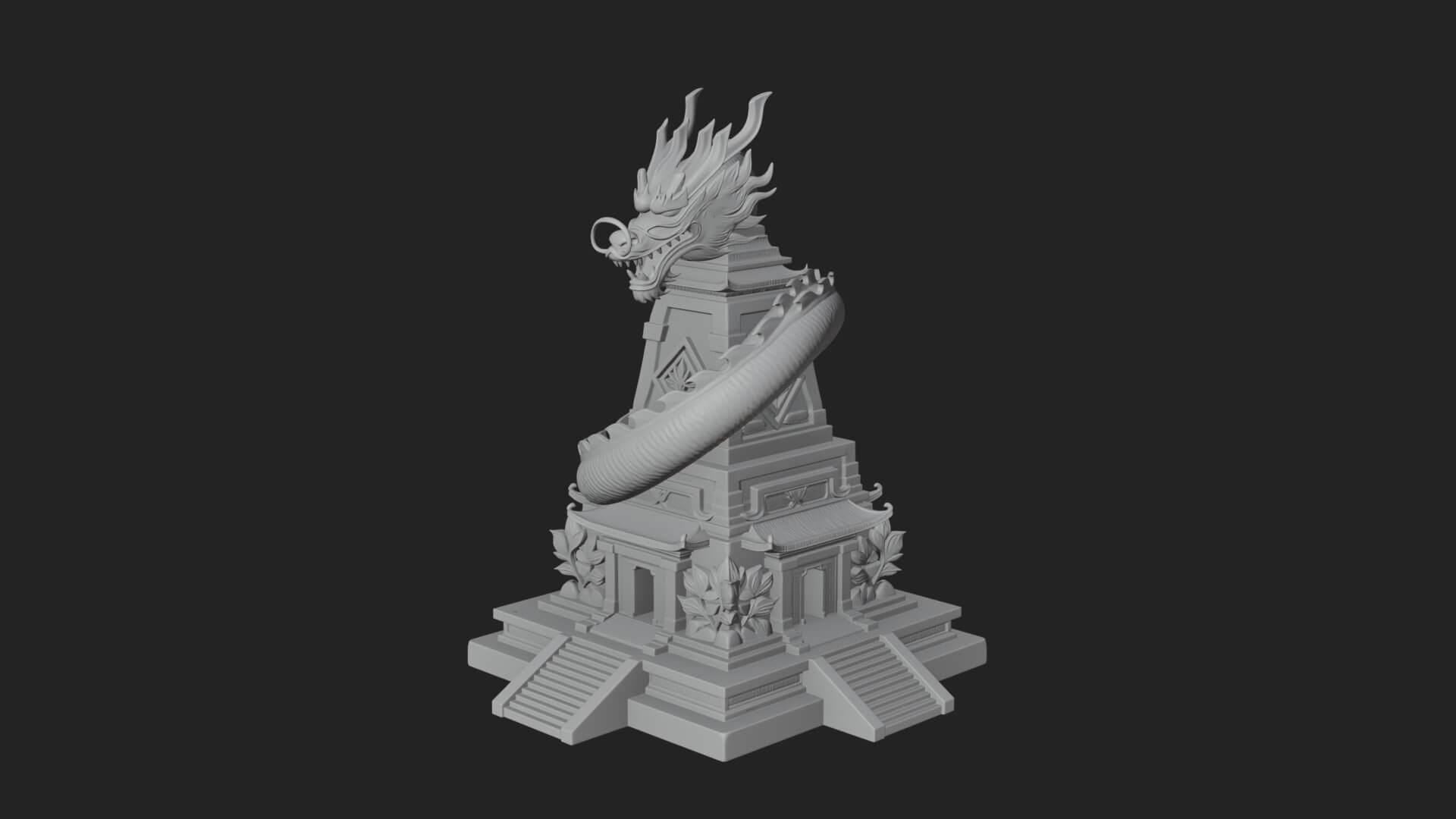 Dragon Coiled Pagoda Tower Design 4 3D Print Model 3D Model