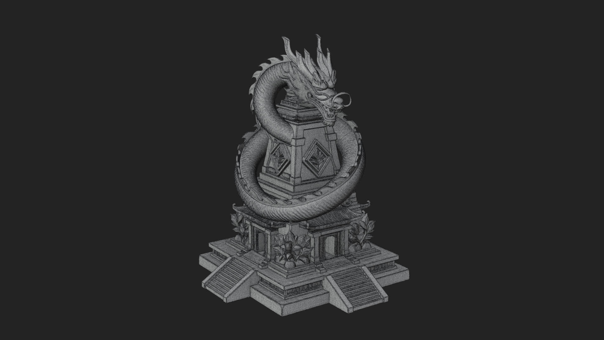 Dragon Coiled Pagoda Tower Design 4 3D Print Model 3D Model