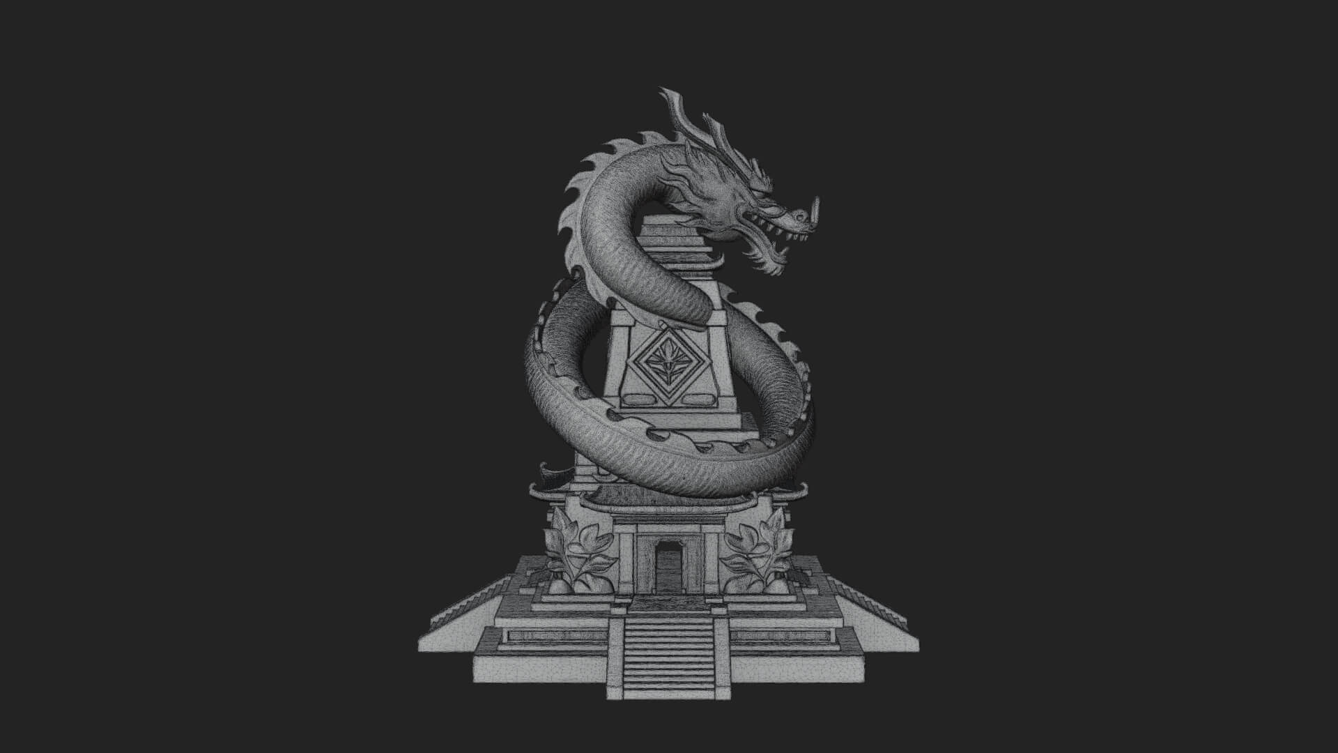 Dragon Coiled Pagoda Tower Design 4 3D Print Model 3D Model
