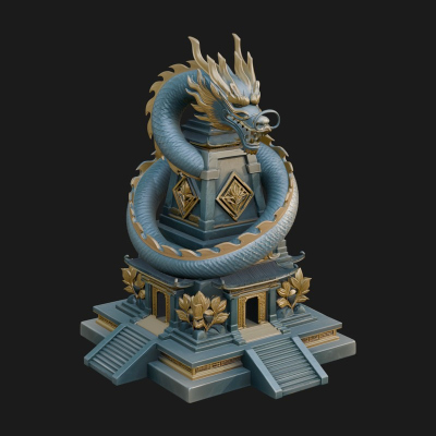 Dragon Coiled Pagoda Tower Design 4 3D Print Model