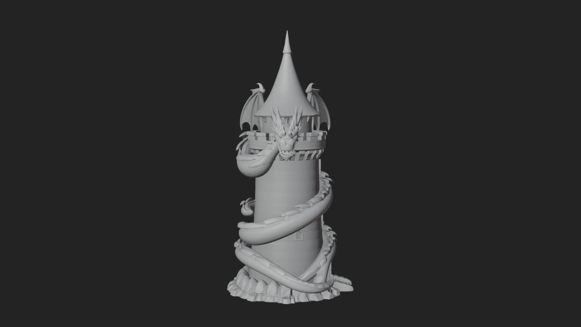 Dragon Coiled Stone Tower Design 1 3D Print Model 3D Model