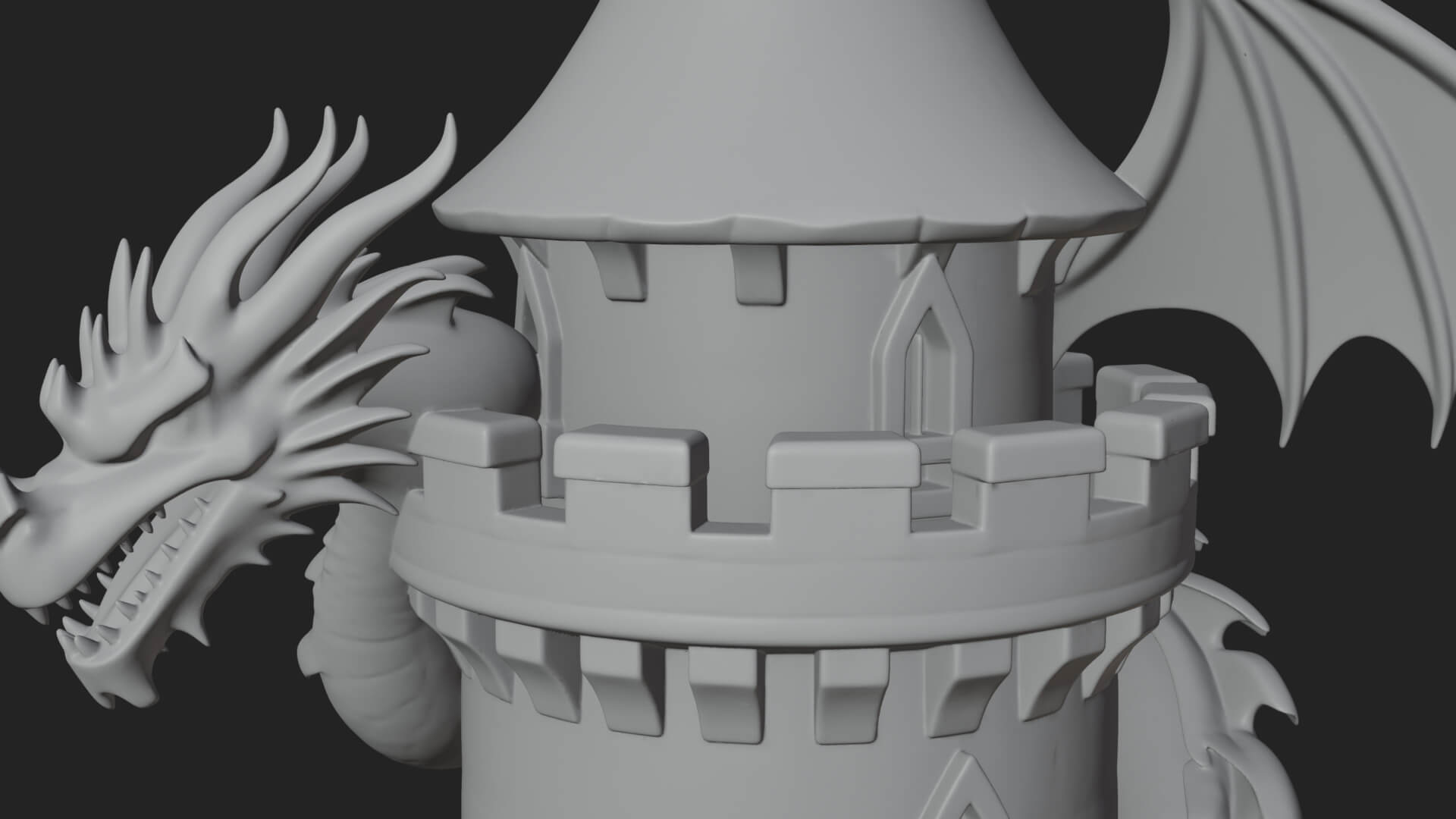Dragon Coiled Stone Tower Design 1 3D Print Model 3D Model