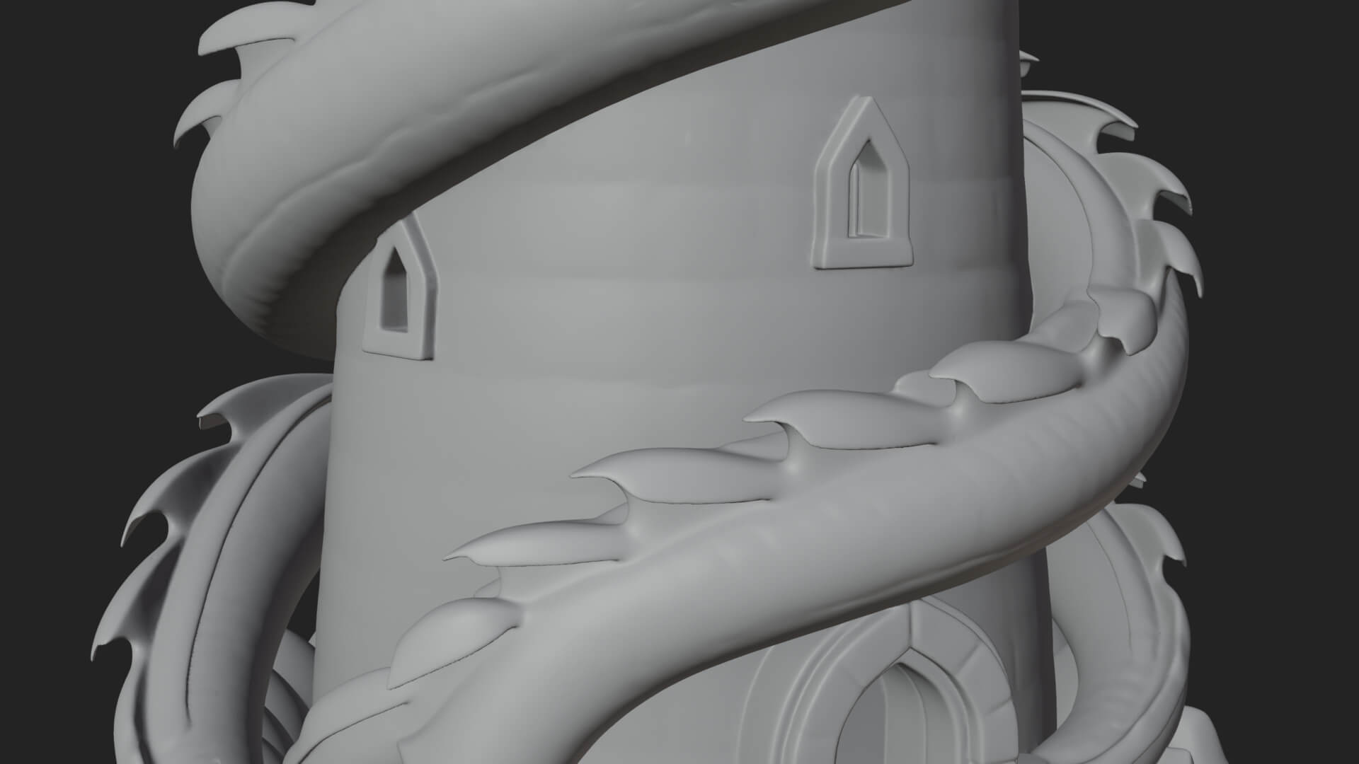 Dragon Coiled Stone Tower Design 1 3D Print Model 3D Model