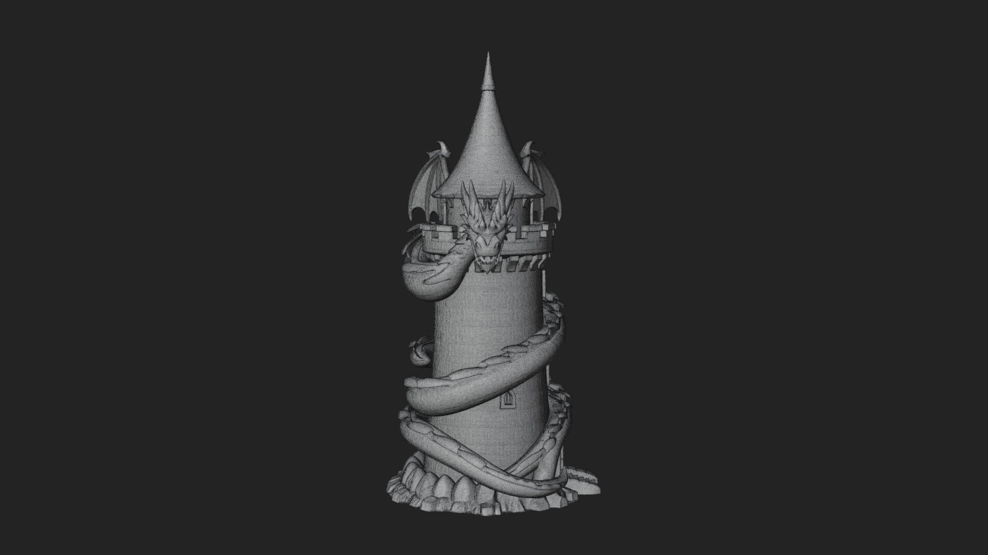 Dragon Coiled Stone Tower Design 1 3D Print Model 3D Model