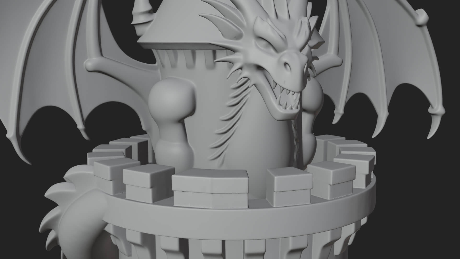 Dragon Coiled Stone Tower Design 2 3D Print Model 3D Model