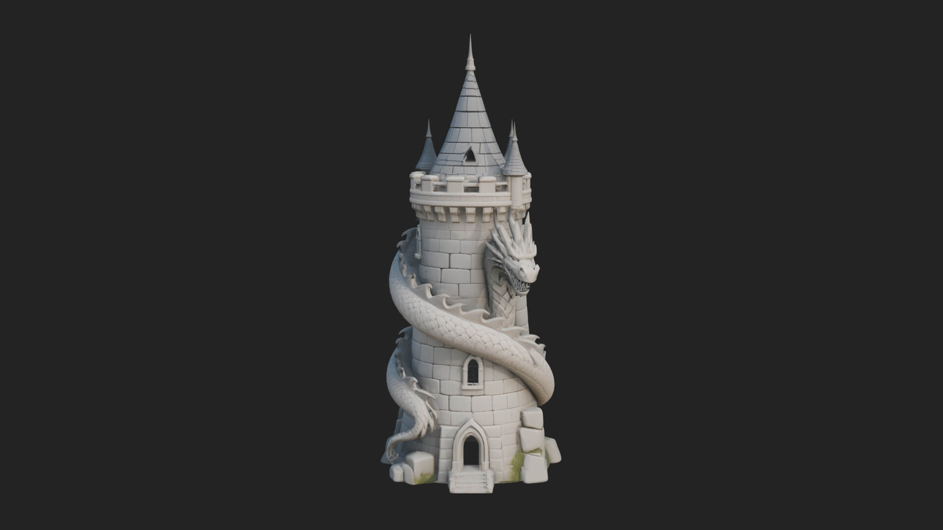 Dragon Coiled Stone Tower Design 3 3D Print Model 3D Model