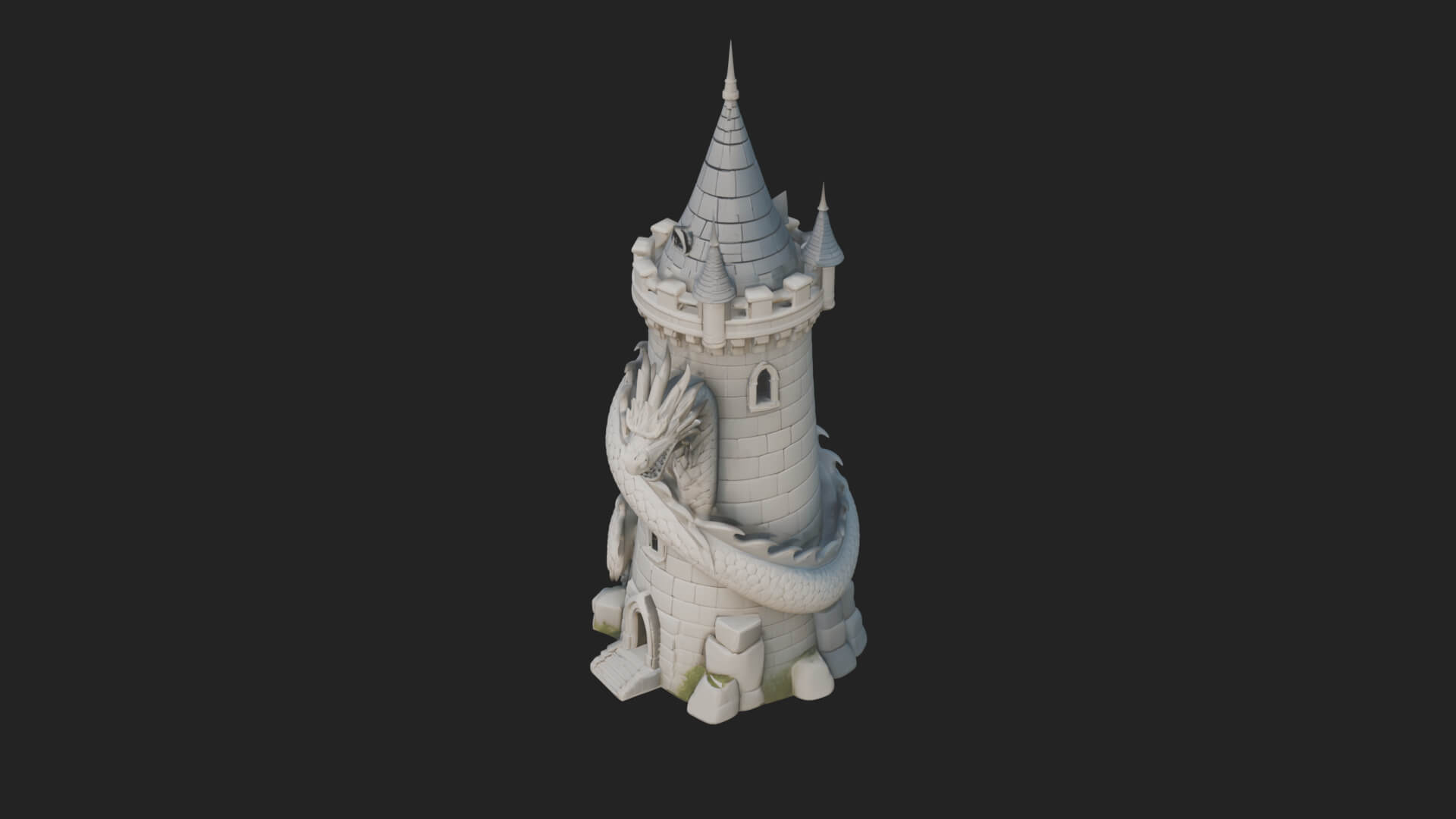 Dragon Coiled Stone Tower Design 3 3D Print Model 3D Model