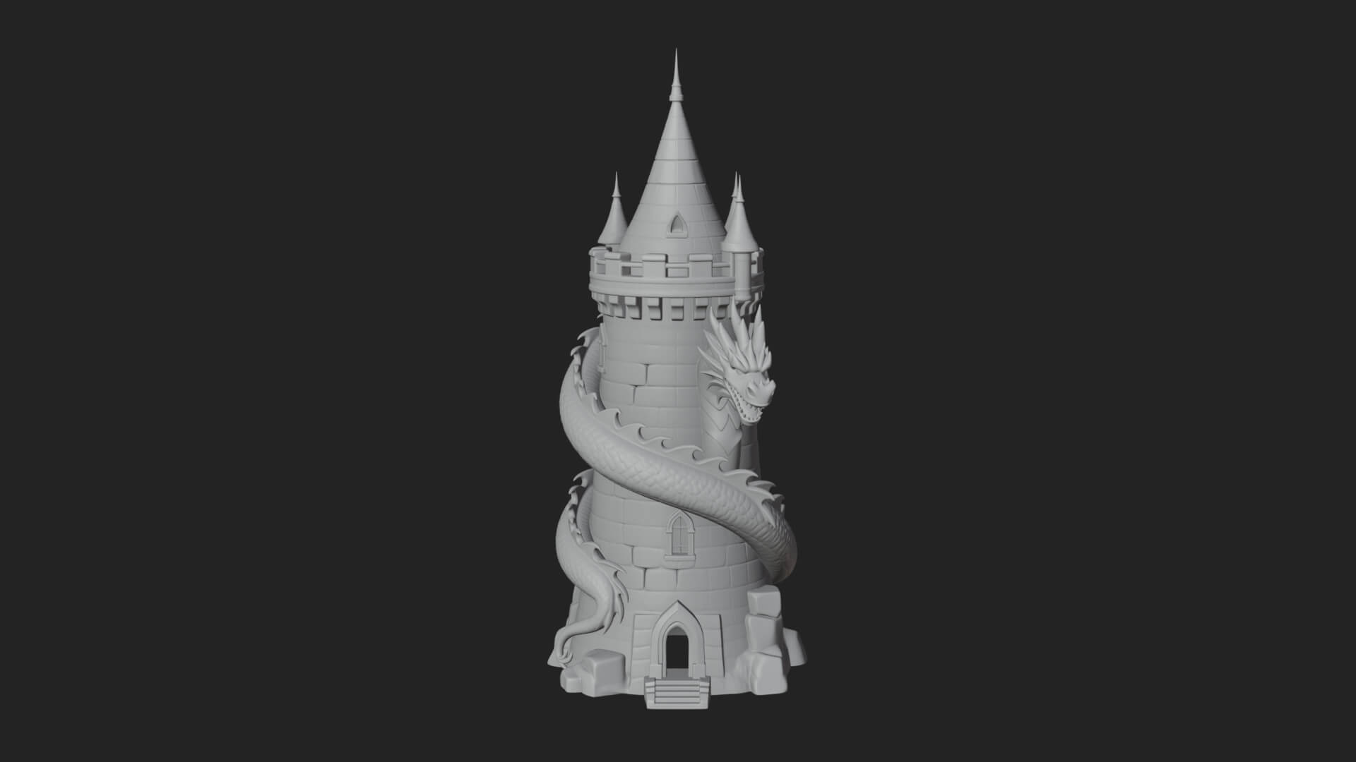 Dragon Coiled Stone Tower Design 3 3D Print Model 3D Model