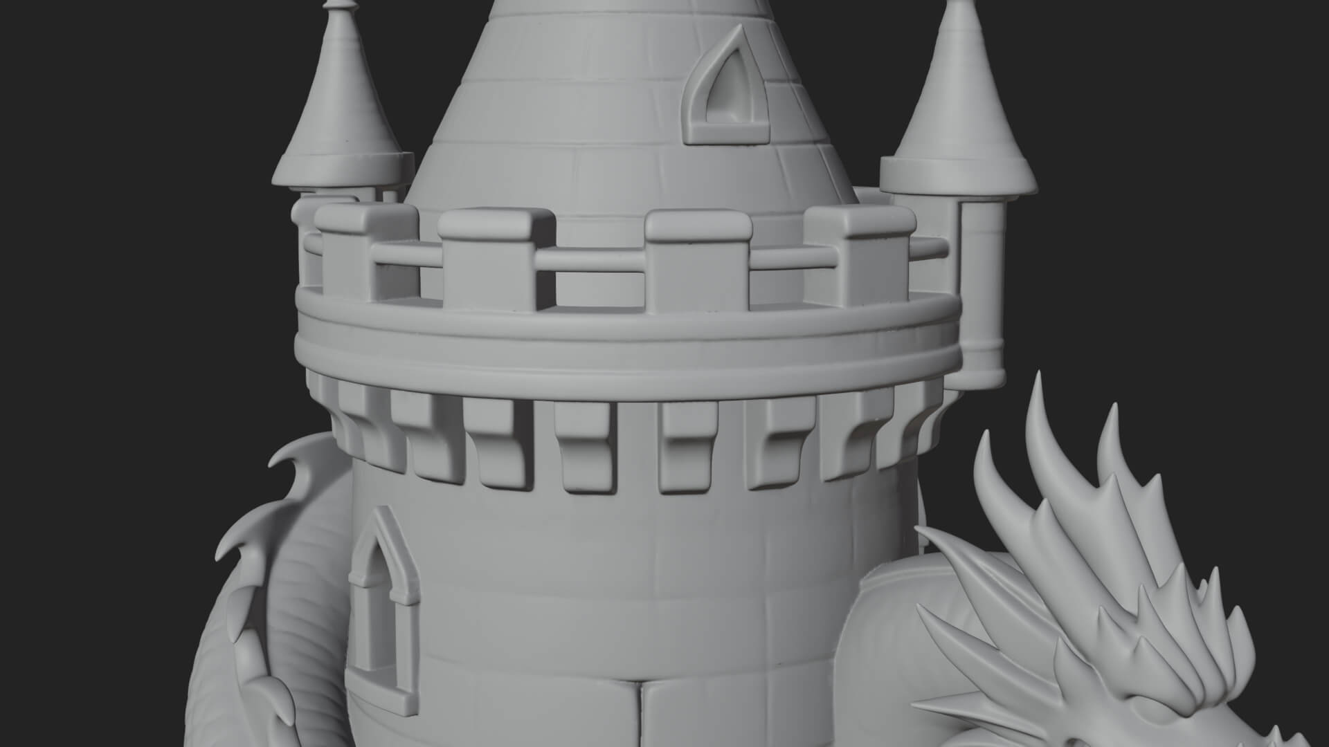Dragon Coiled Stone Tower Design 3 3D Print Model 3D Model