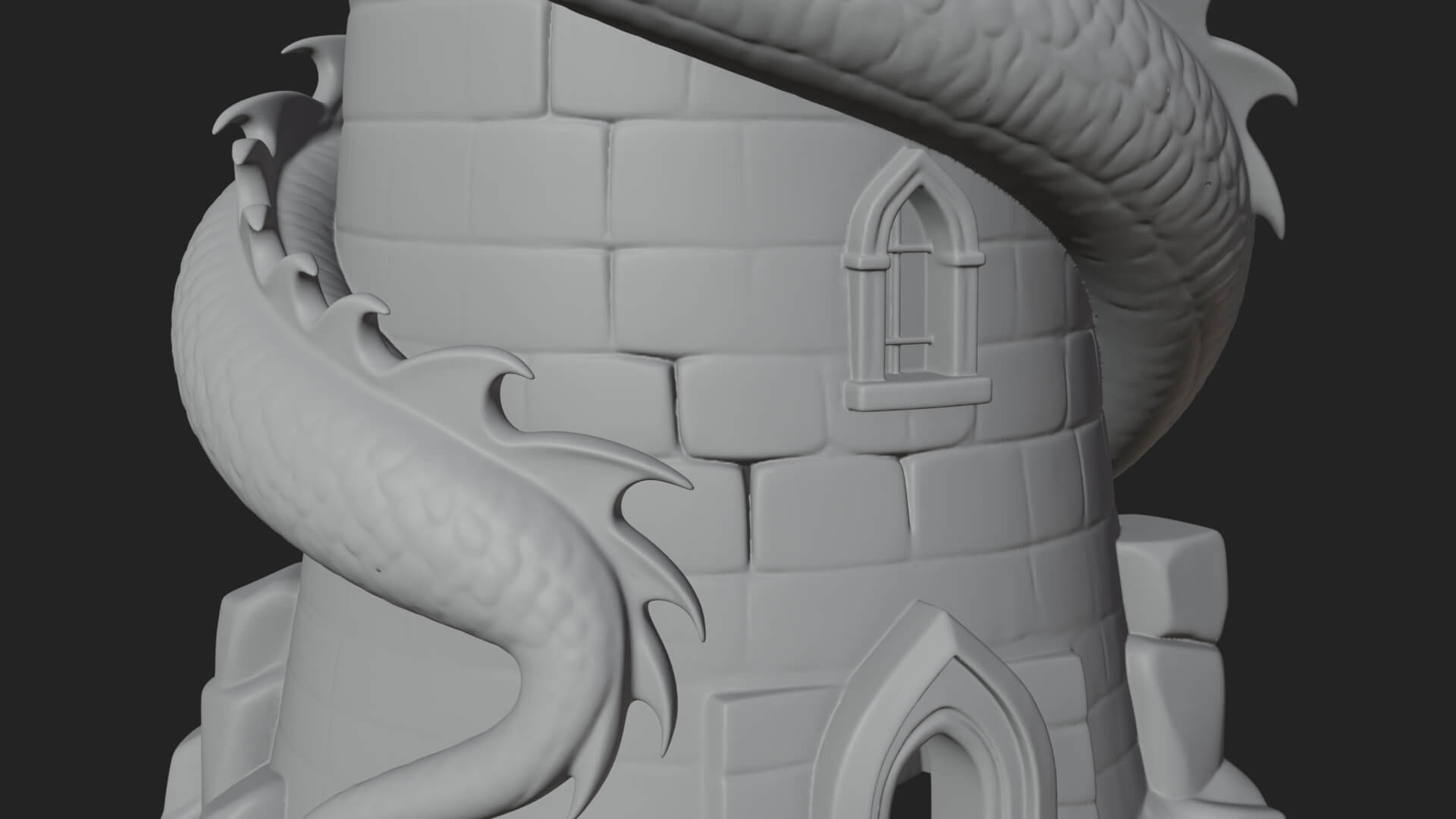 Dragon Coiled Stone Tower Design 3 3D Print Model 3D Model